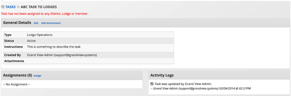 The screen will be directed to the task details view after Saving