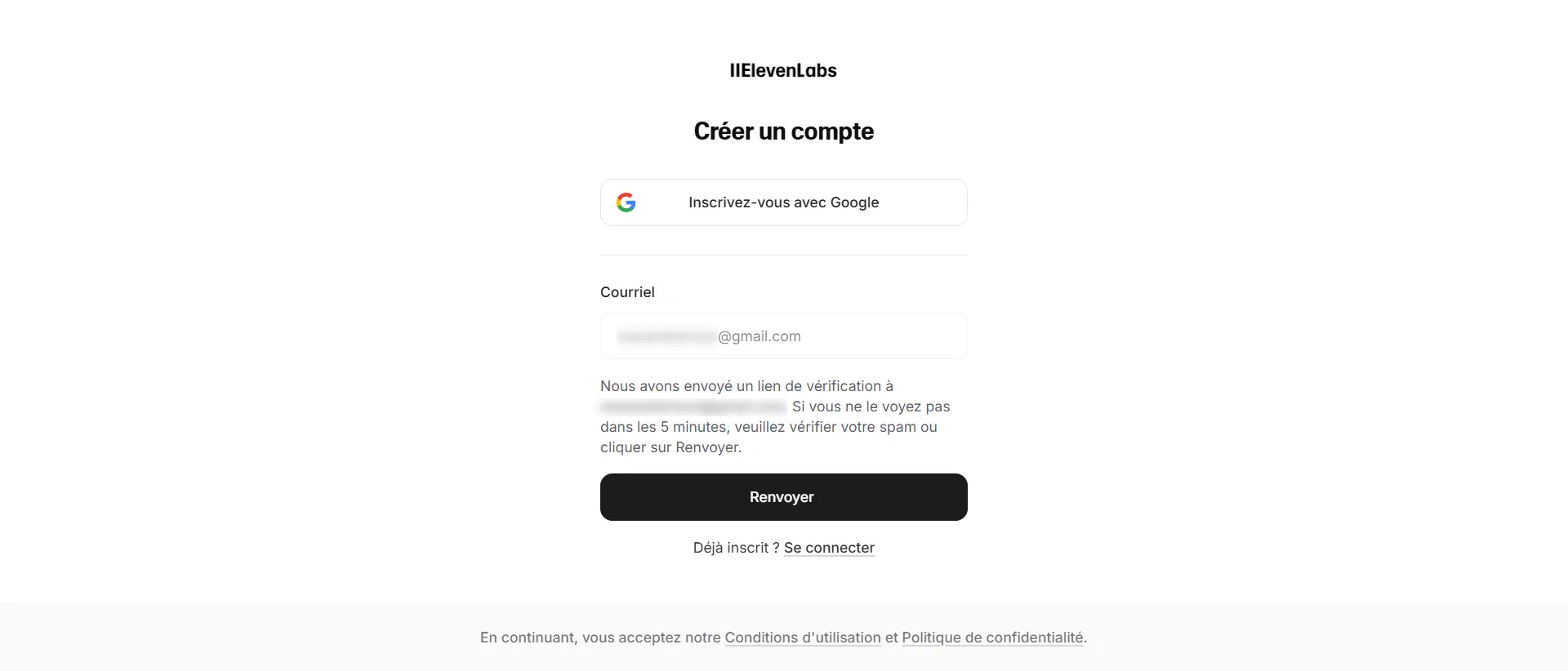 Un lien de vérification vous sera envoyer à l'adresse mail que vous avez fourni.