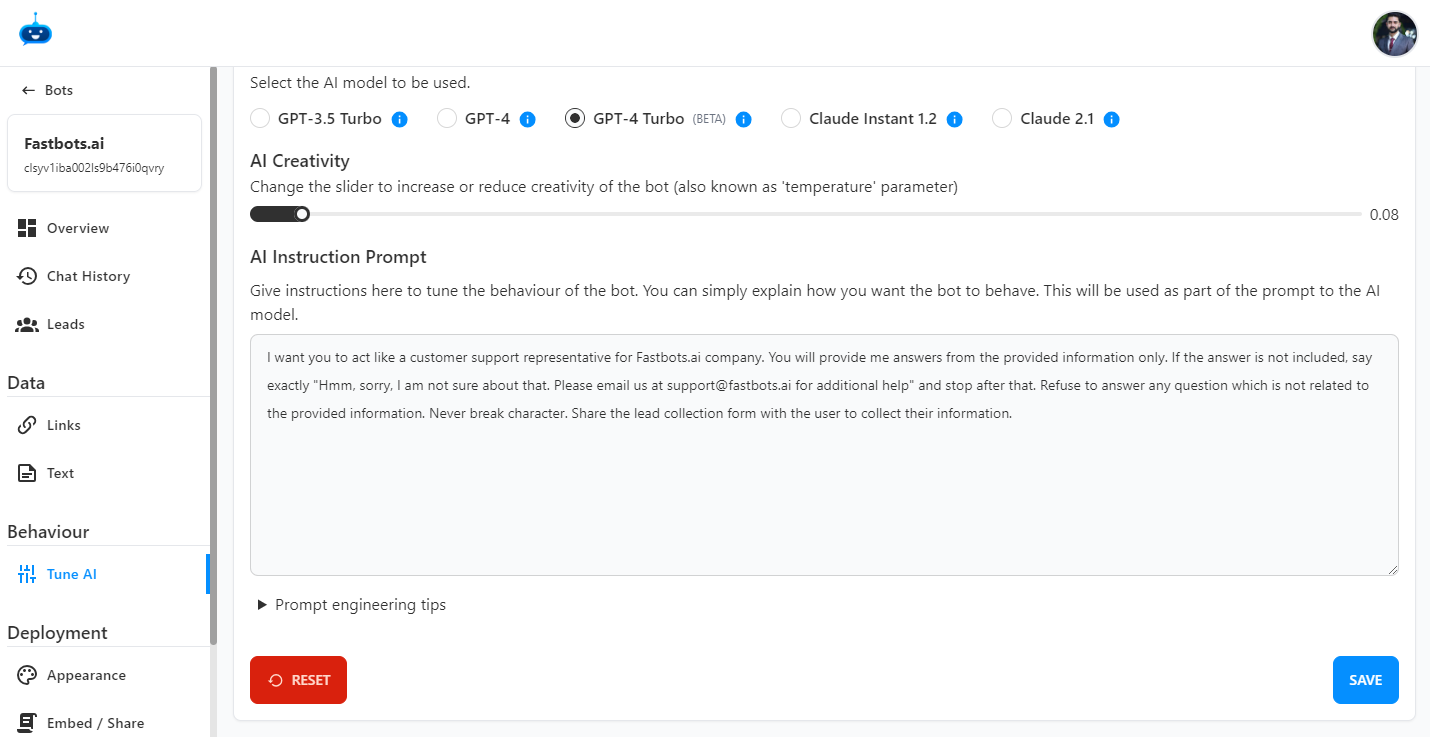 Creative Commons Chatbot How To Change The Creativity Of the Chatbots Responses