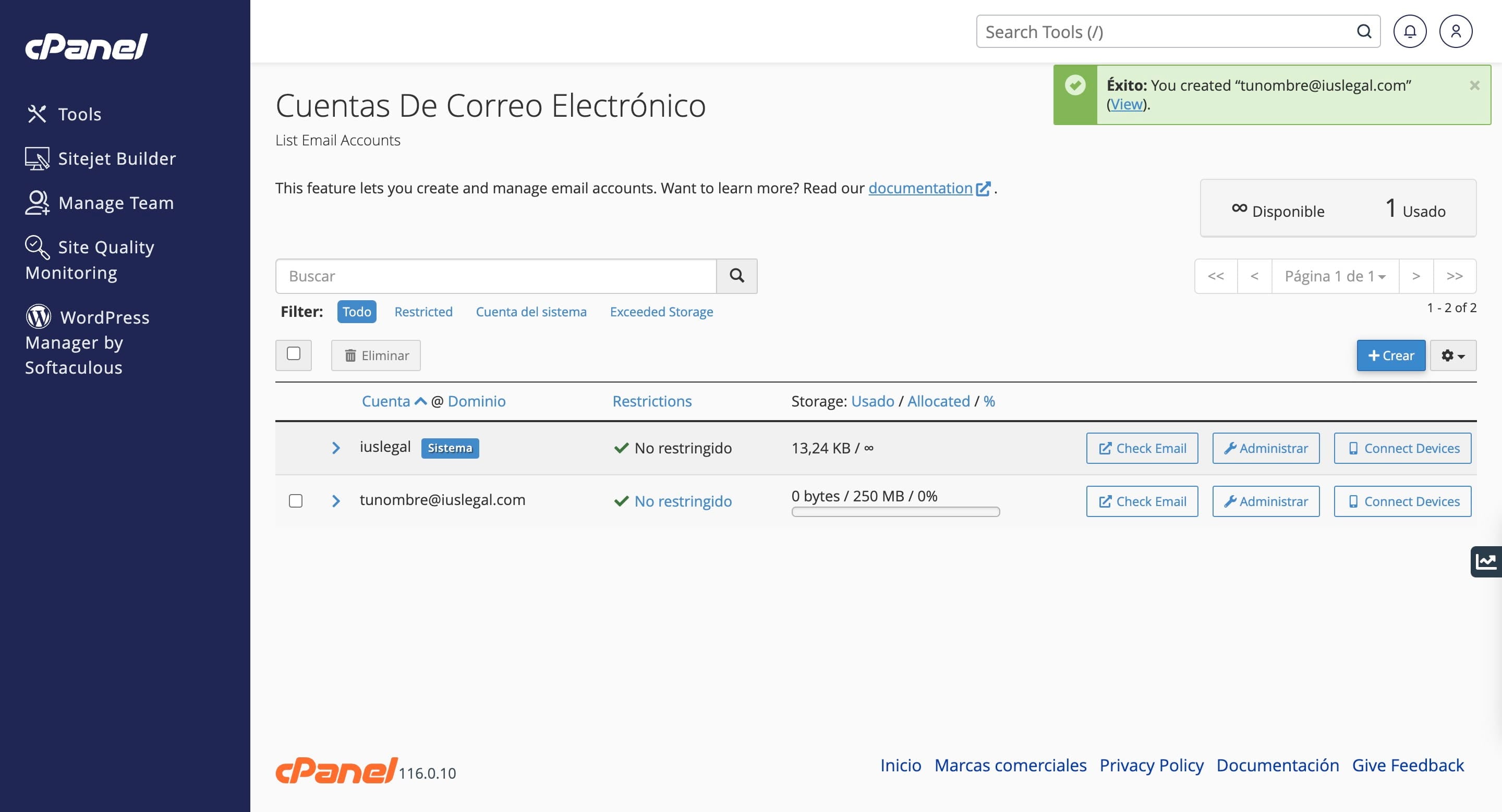 Tu cuenta de coreo ya estará funcionando 🚀