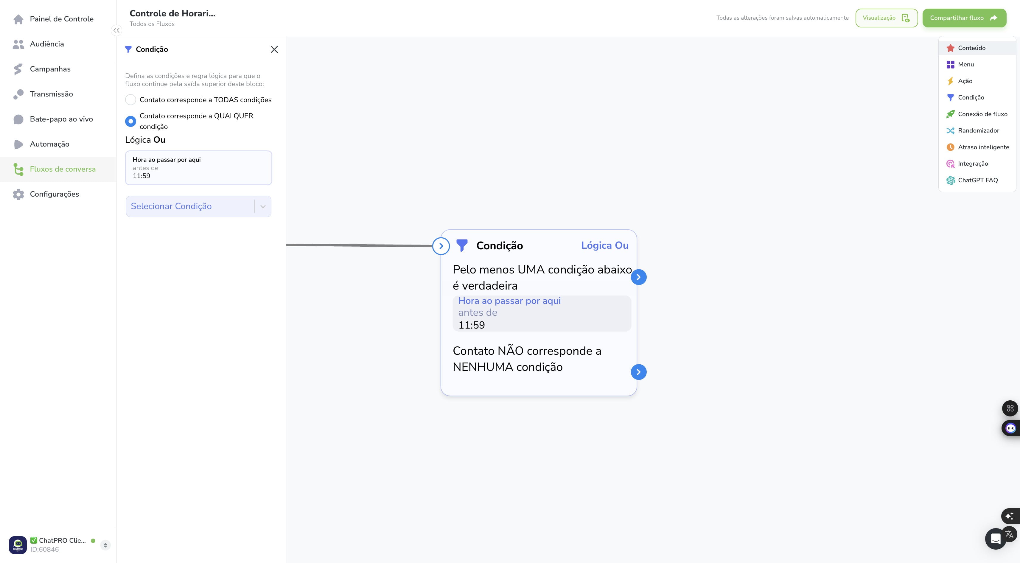 Click on "Conteúdo"