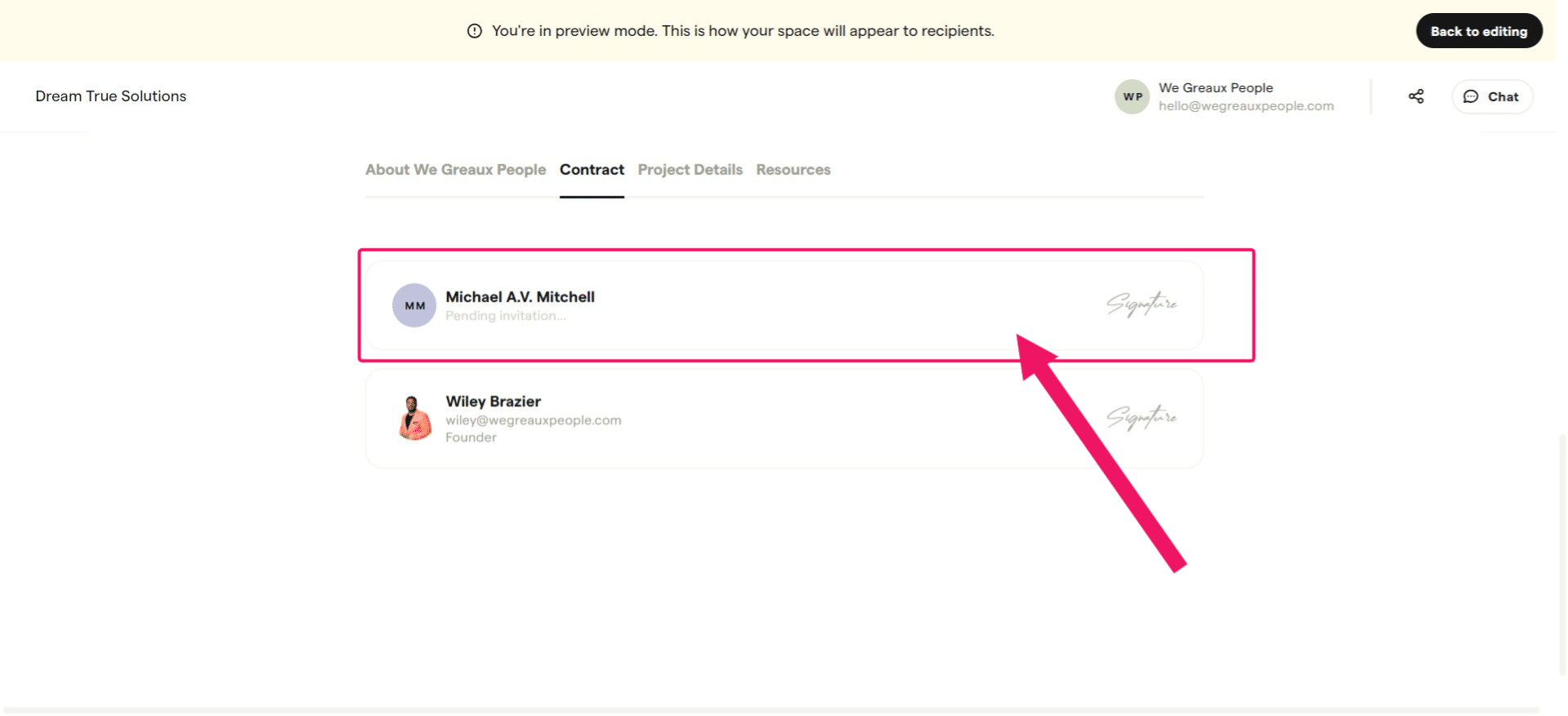 **Scroll down** to see your name. Click on the **signature button** and then type your name as your e-signature.