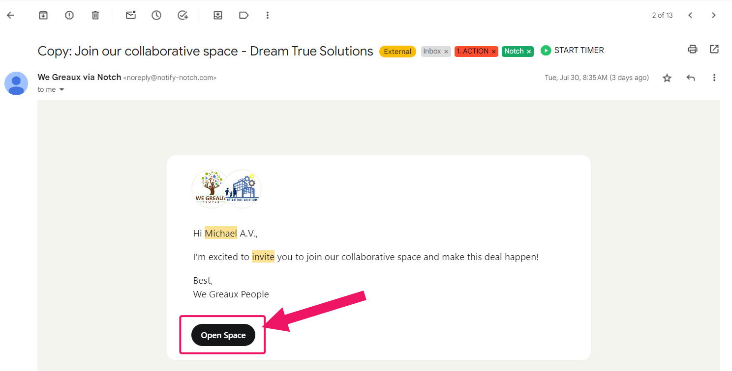 Click **"Open Space"**