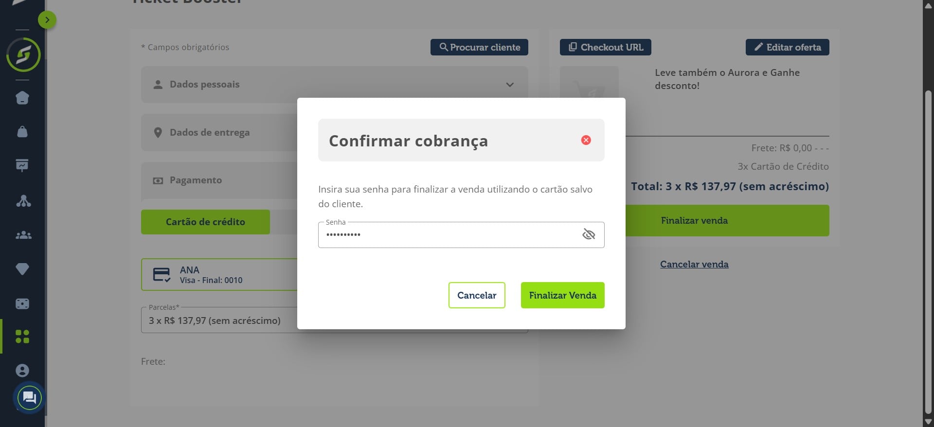 Clique novamente em “Finalizar venda”.