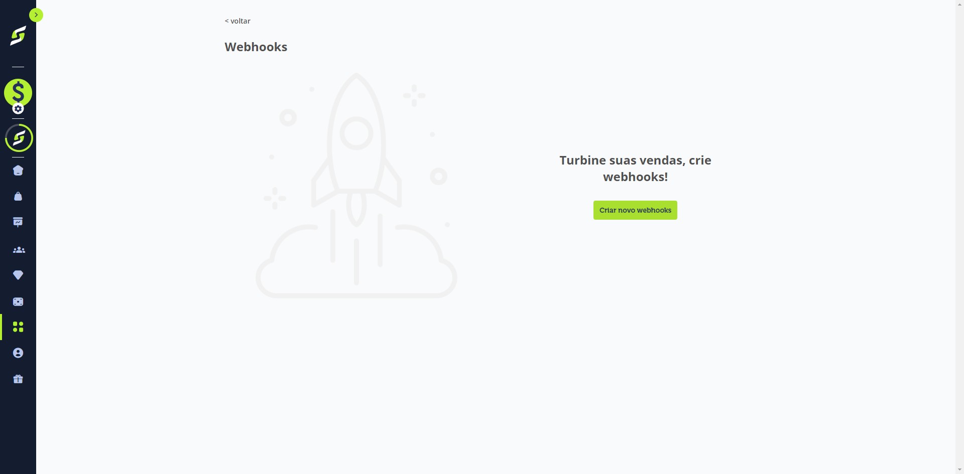 Clique em "Criar novo webhook".