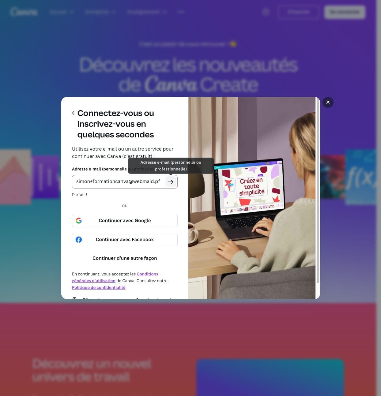 Validez l'adresse emeila en cliquand sur cette icone