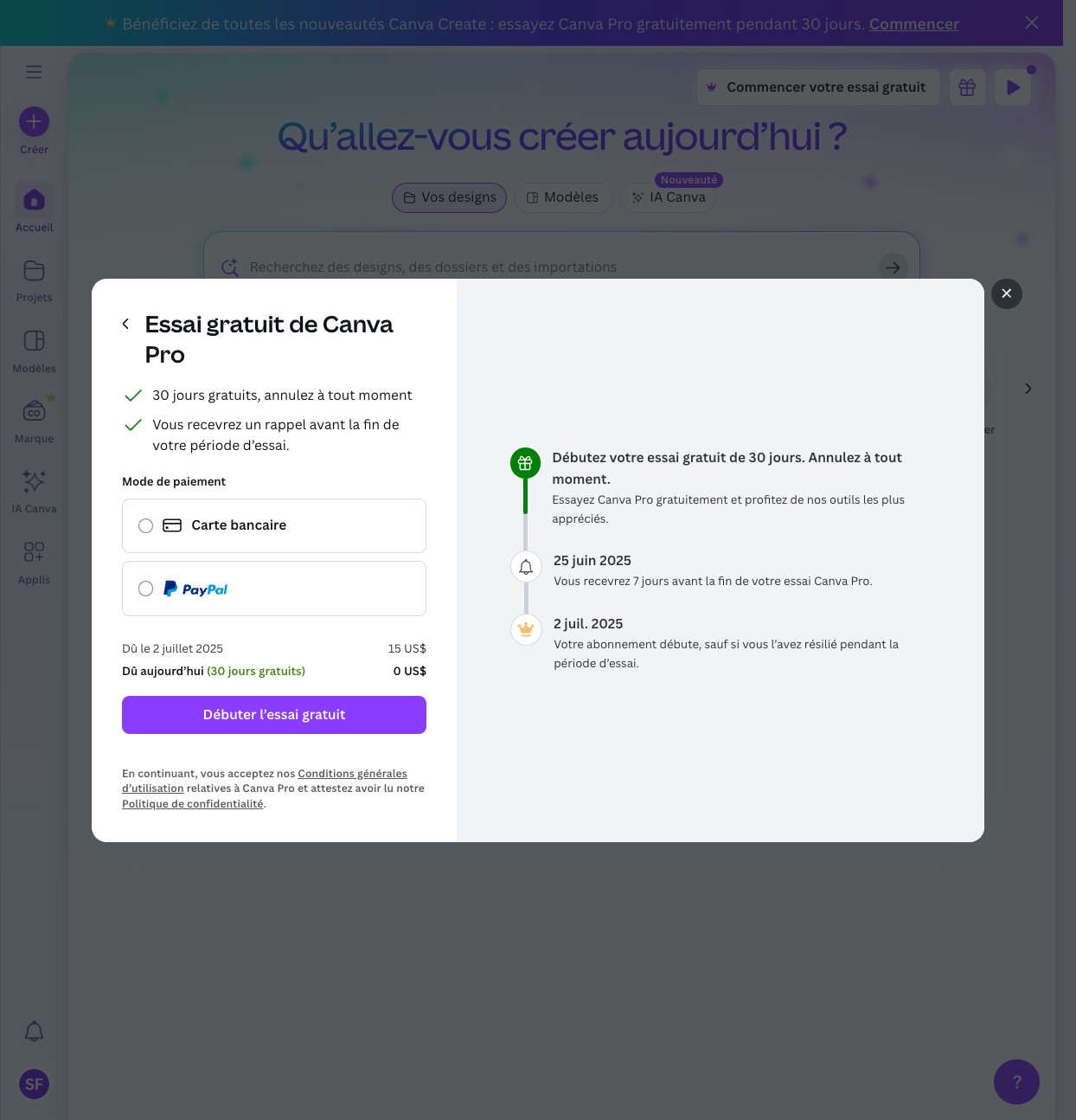 Si vous avez changé d'avis et que vous souhaitez uniquement utiliser la version gratuite, revenez en arrière en cliquant sur la flêche de gauche.