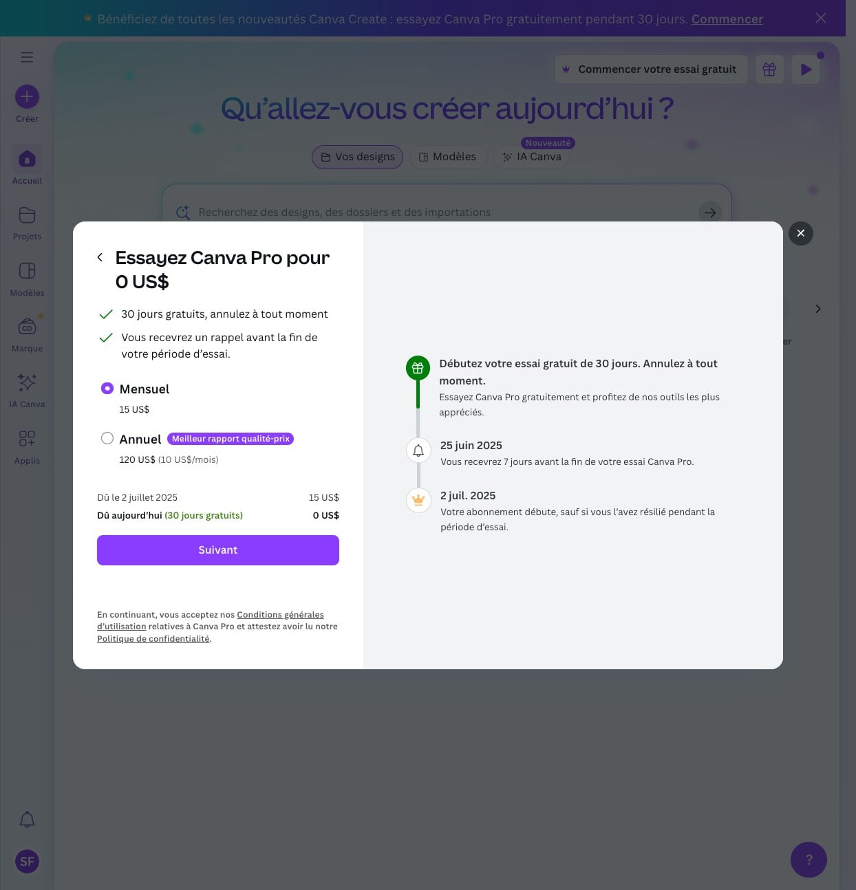 Cliquez à nouveau sur la flêche de gauche.