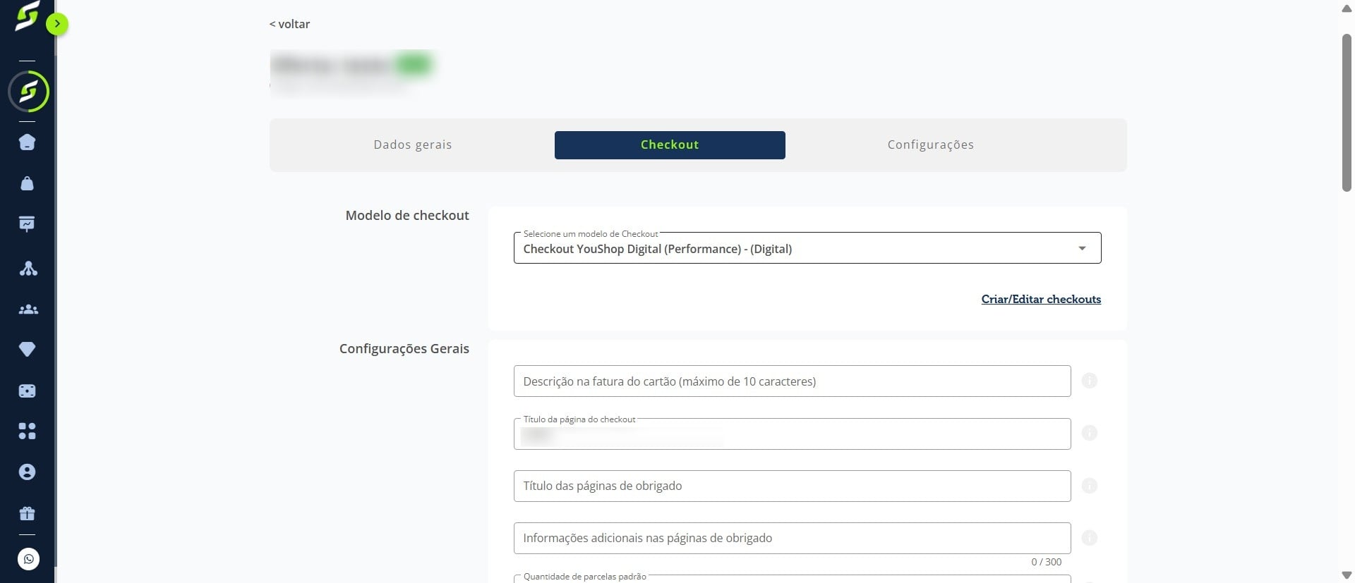Clique para selecionar o checkout da oferta.