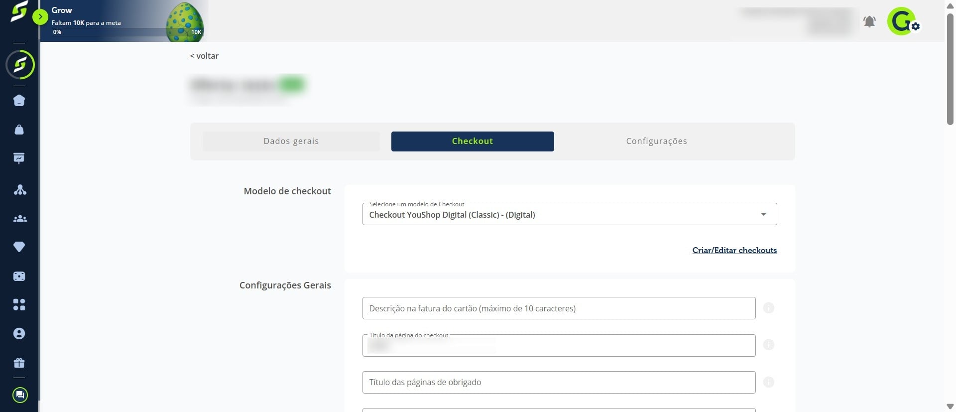 Acesse **Dados gerais** da oferta.