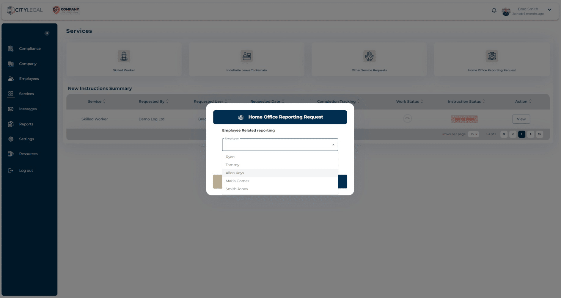 Select the concerned employee from the drop down options.