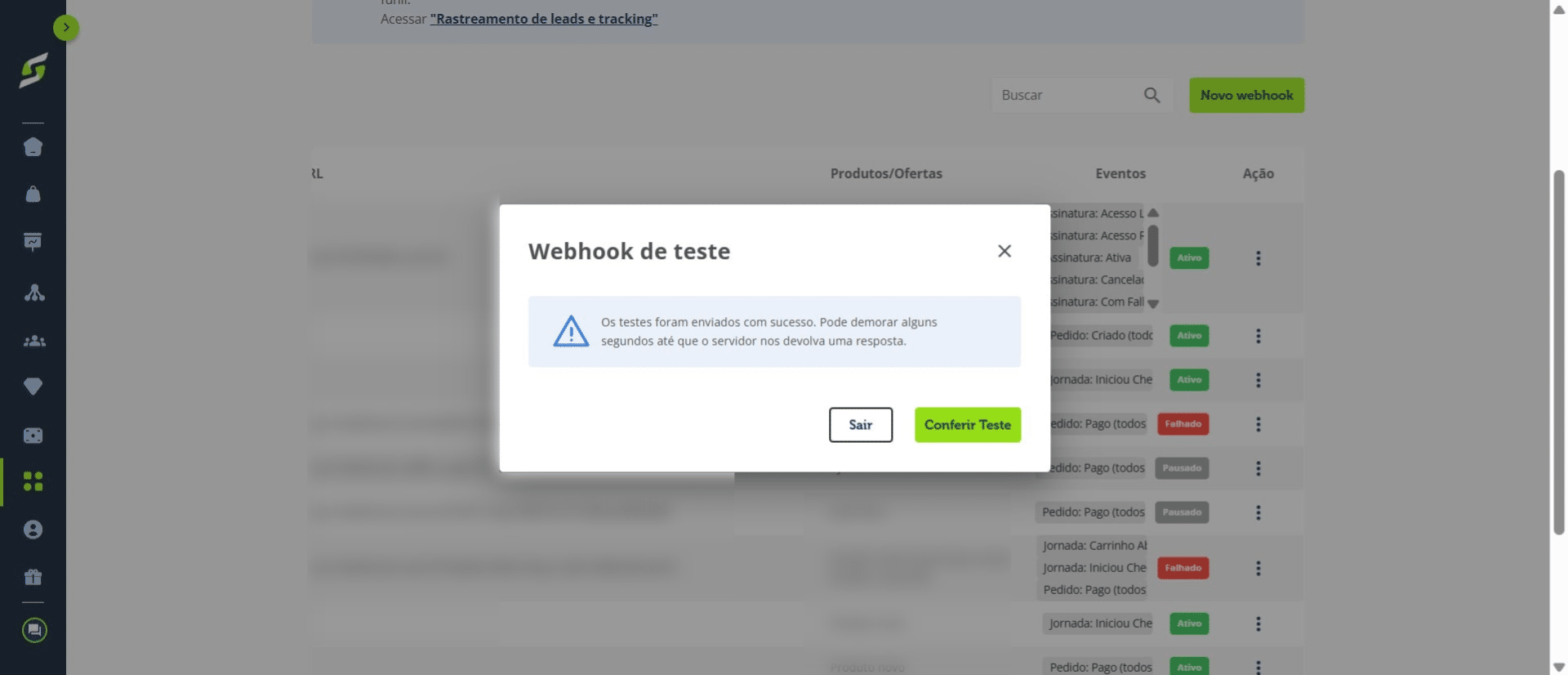 Após o envio, confira o resultado do teste.