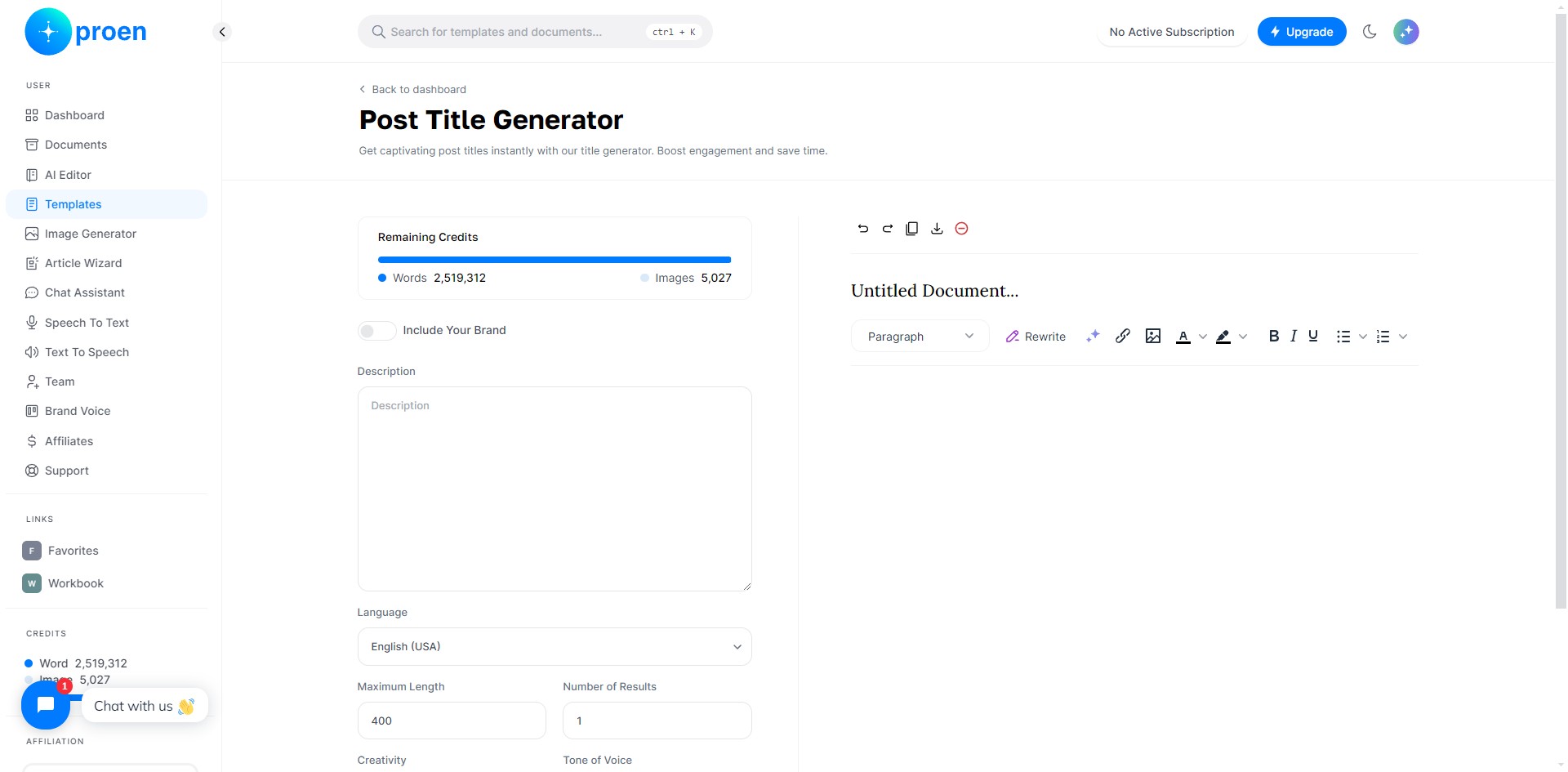 **Download** the generated content as a MS Word document or HTML document