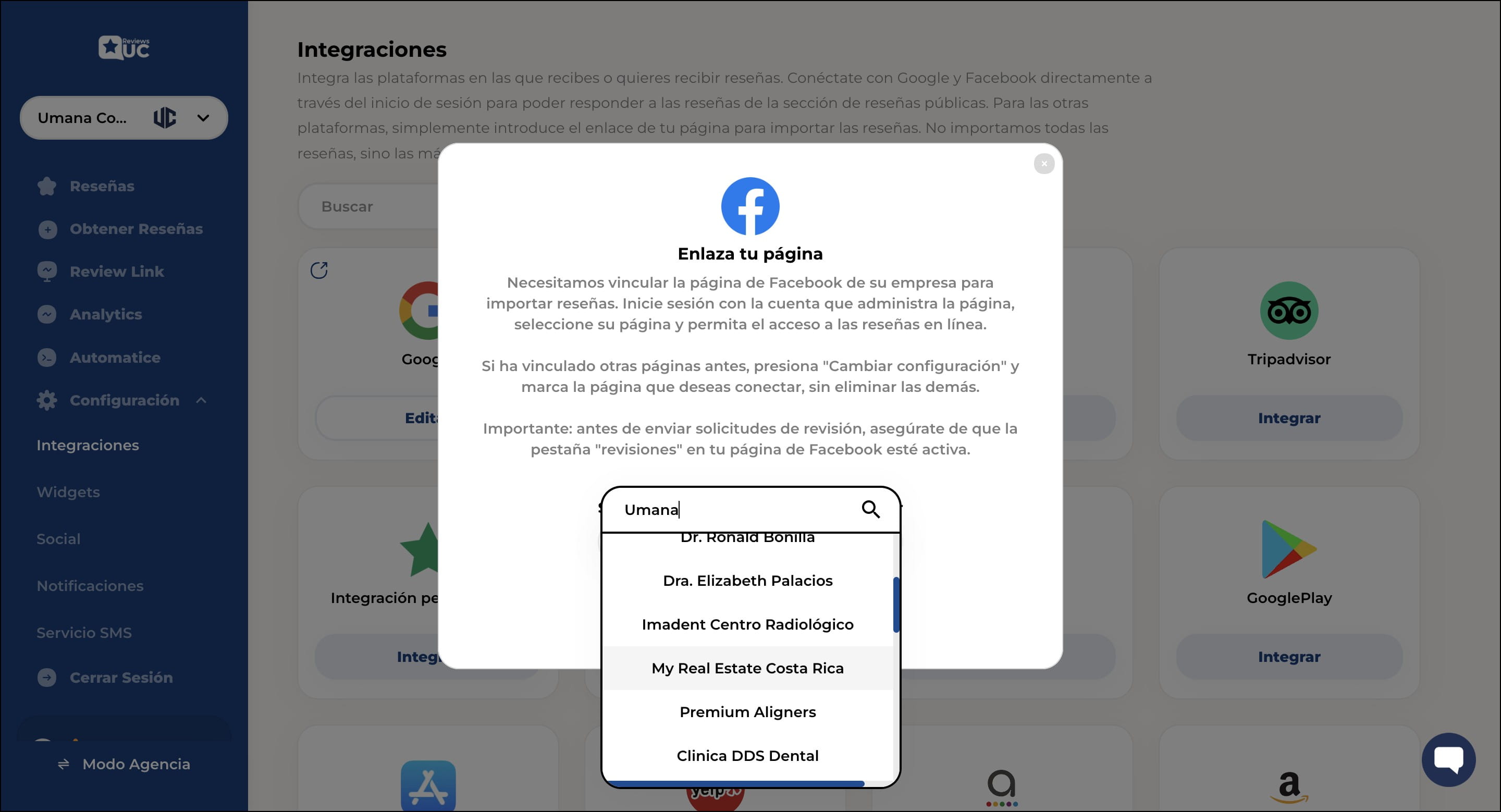 Click en la página que deseas enlazar.