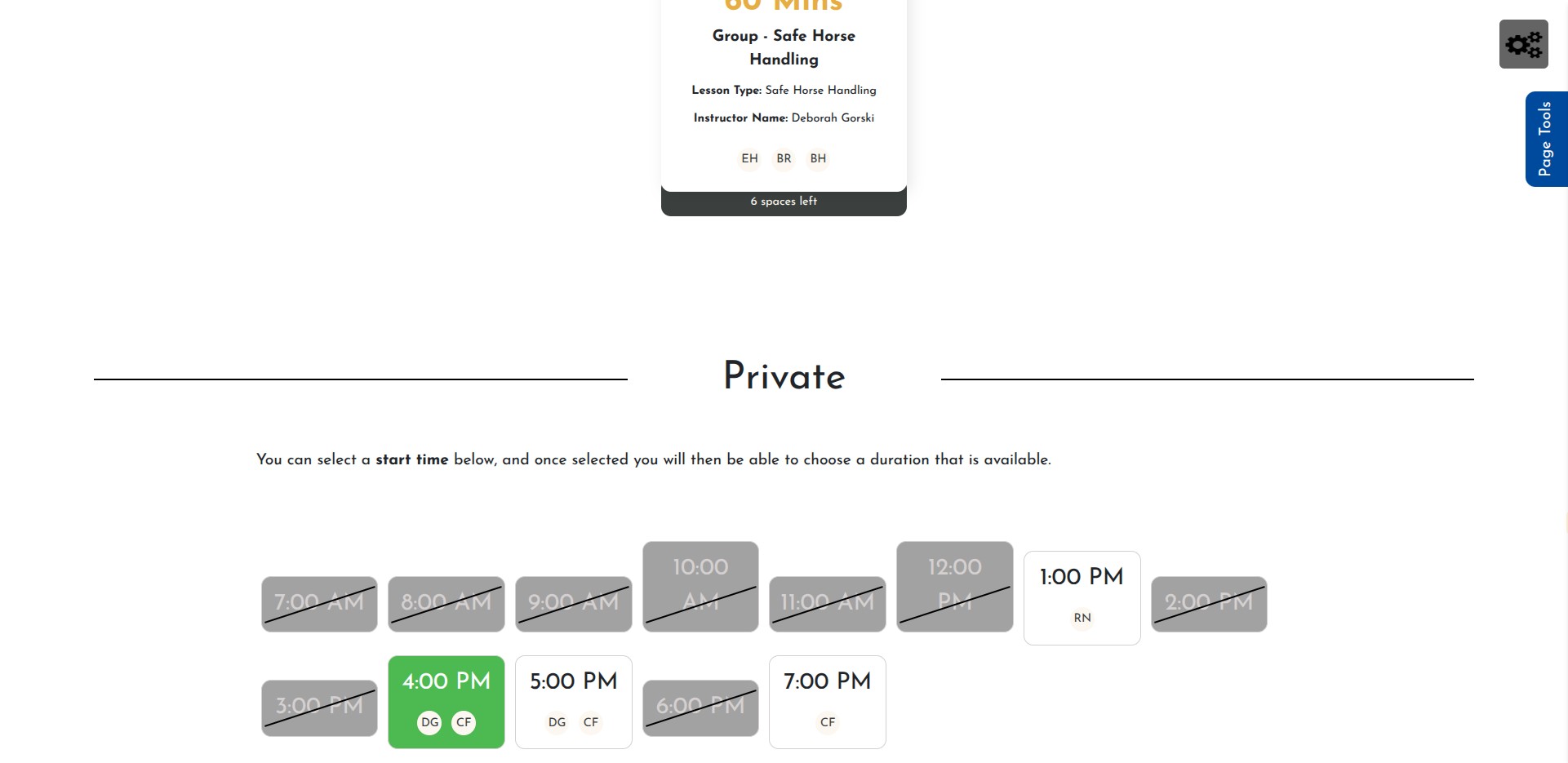 Click on an available time