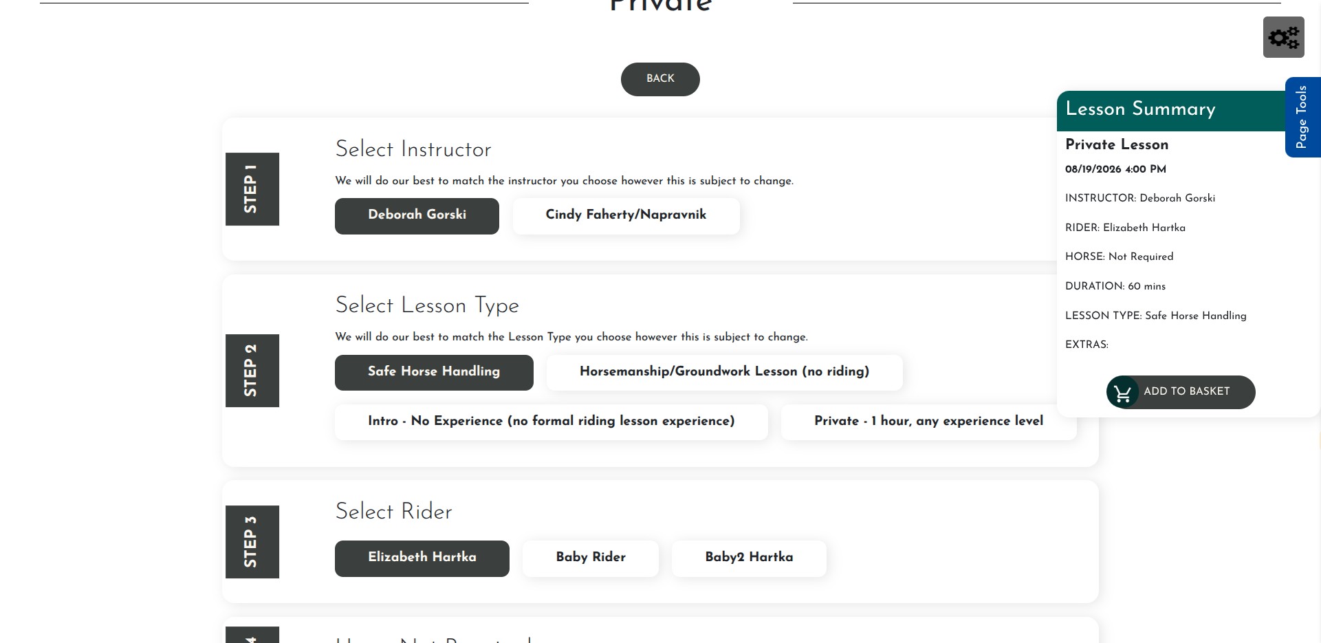 Click on "Intro - No Experience (no formal riding lesson exp)