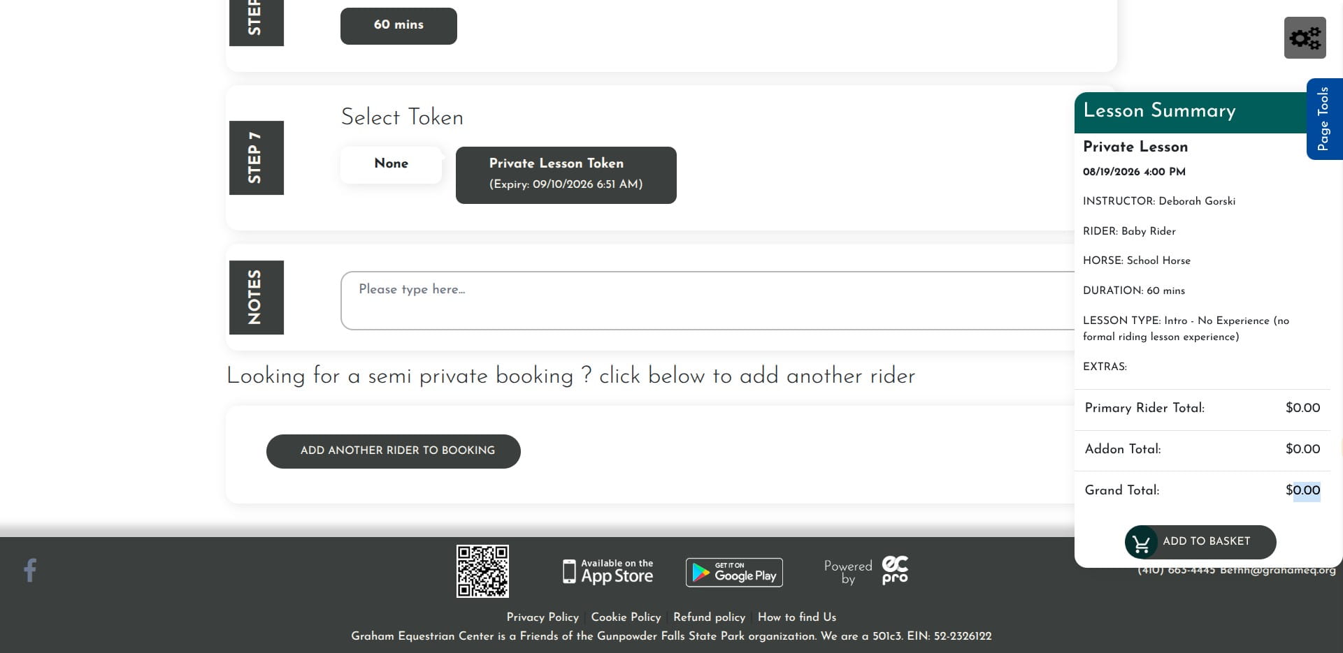 Click on "Add to Basket"
