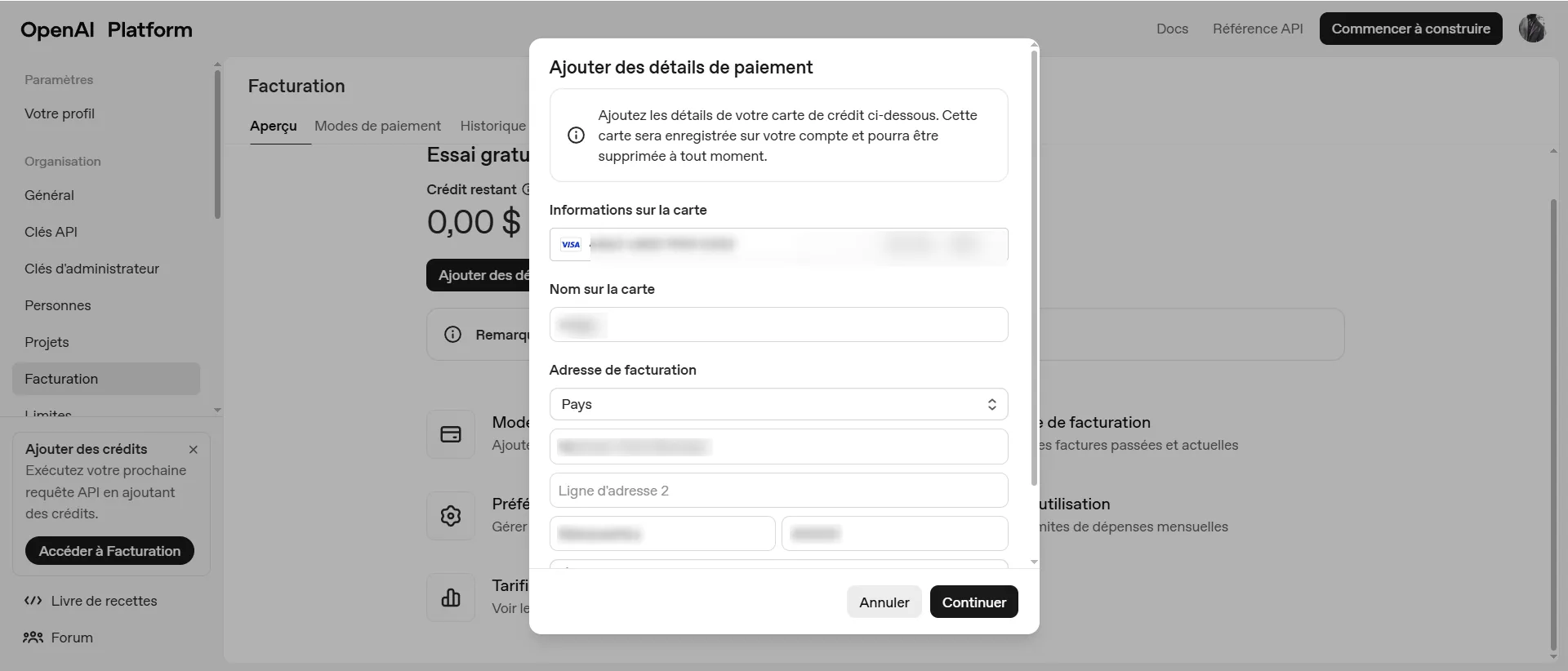 Cliquez sur continuer.