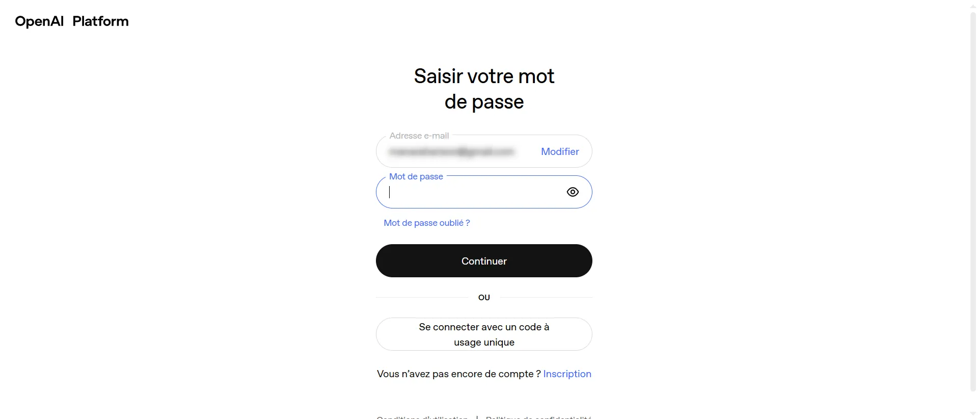 Saisissez votre mot de passe.