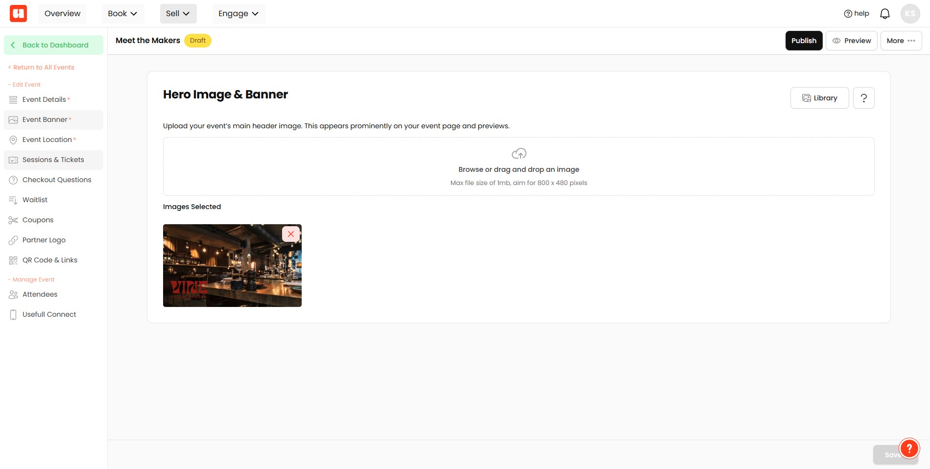 Add one or more images to display in your event via the Event Banner Tab. 