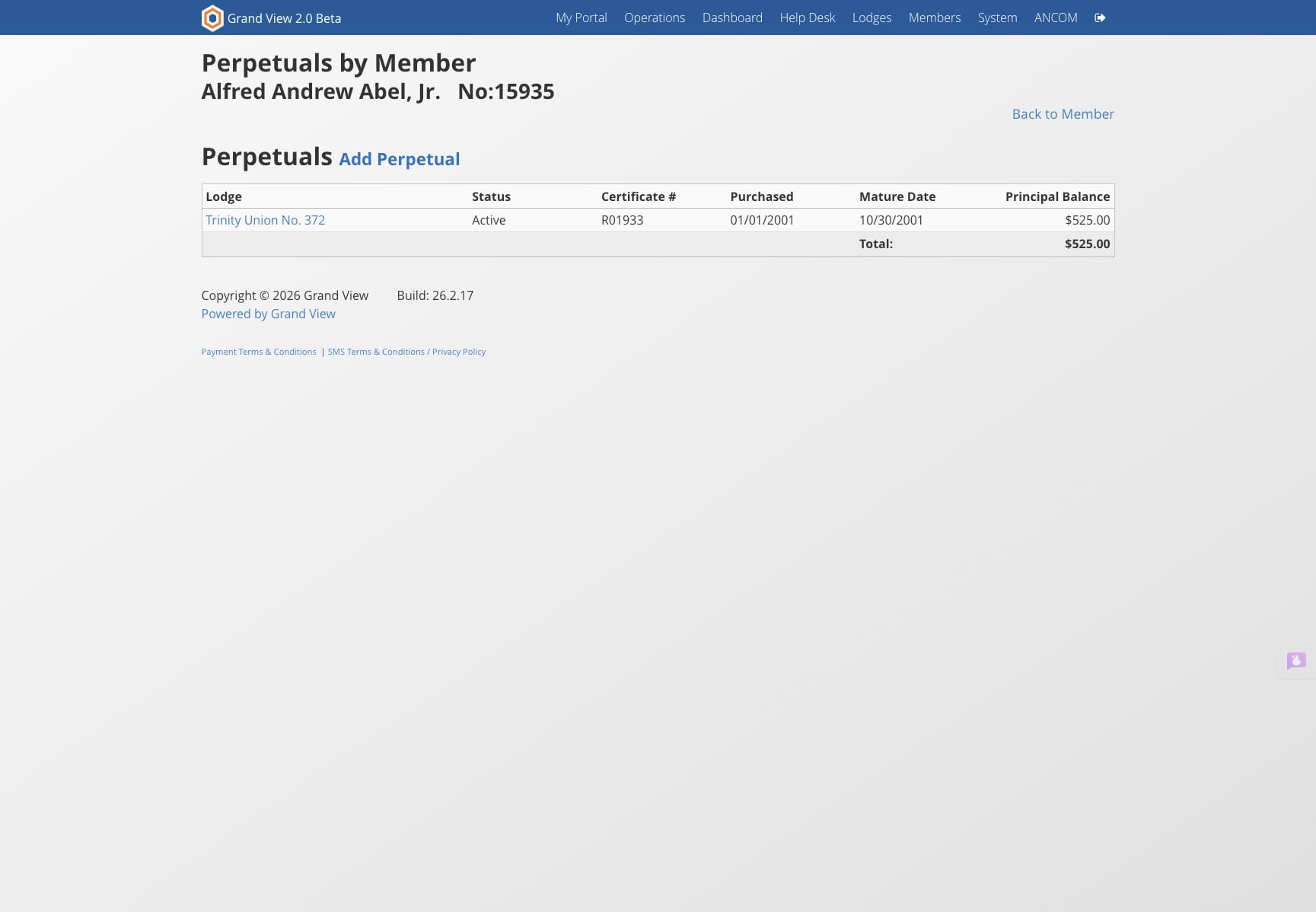 Click on "Add Perpetual"