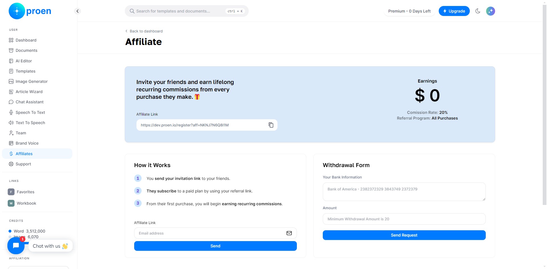 To join, you simply copy your unique affiliate link, generated just for you to share with friends and family!