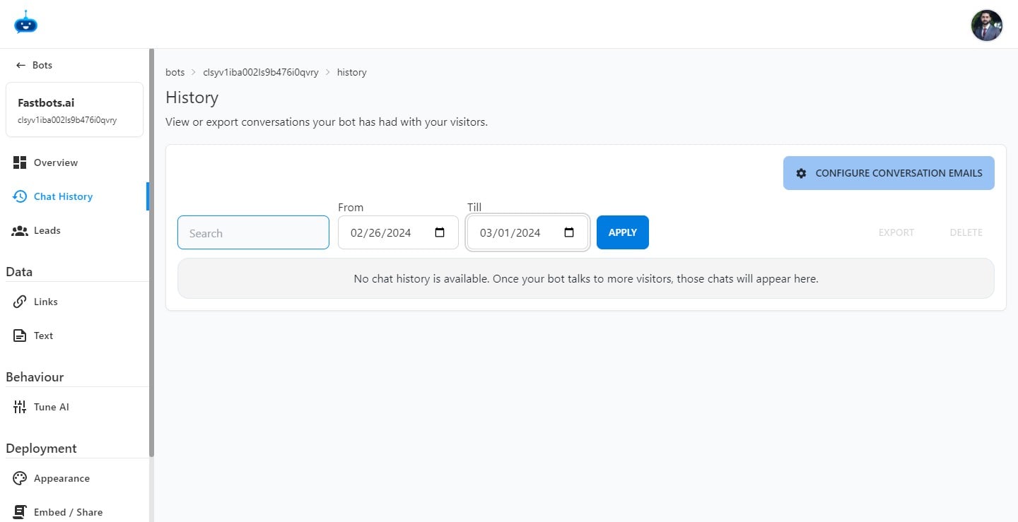 Select the dates for which you want to export the leads and then click on the "Apply" button.