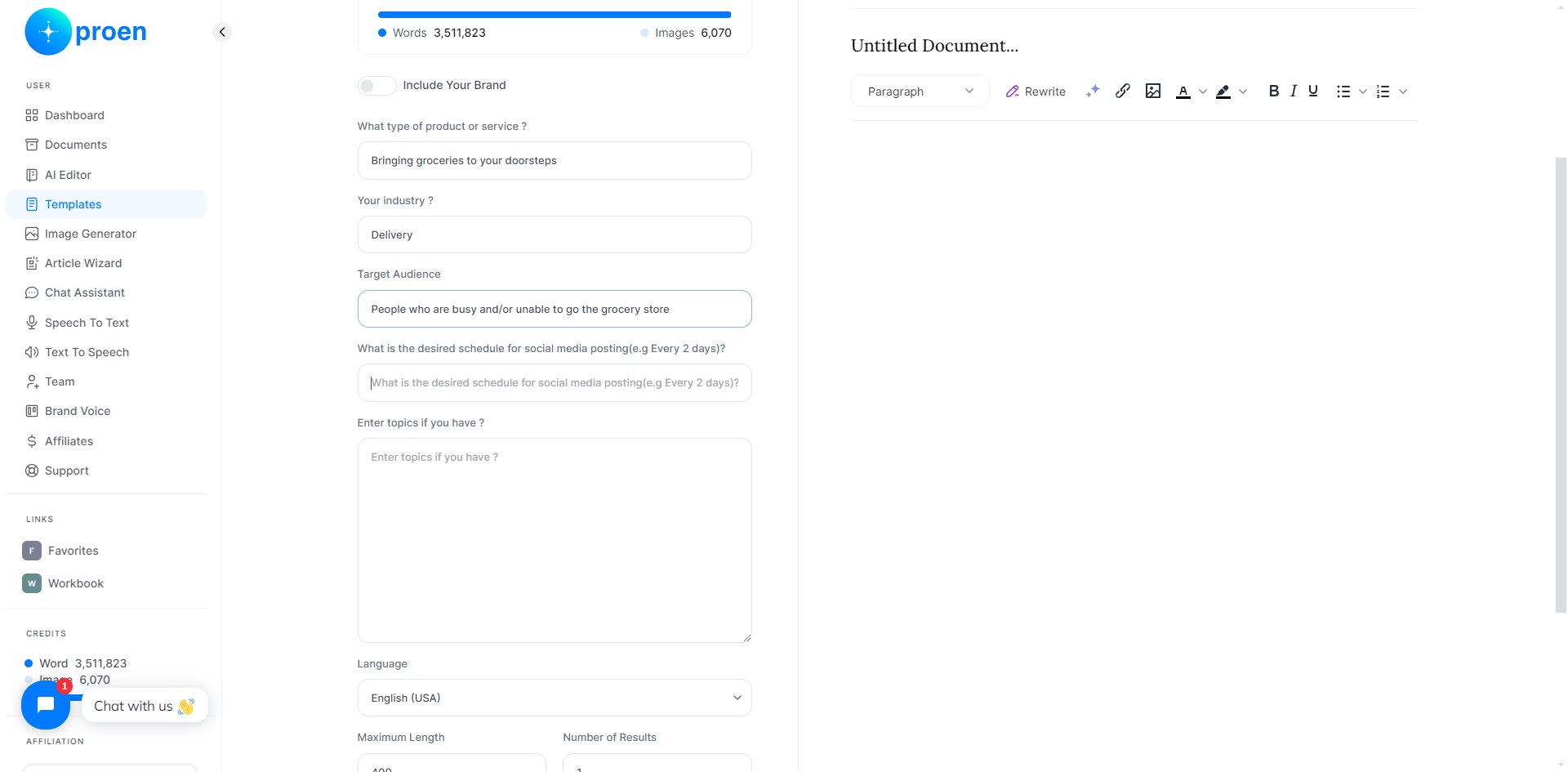 Enter how often you wish to post on social media the posts