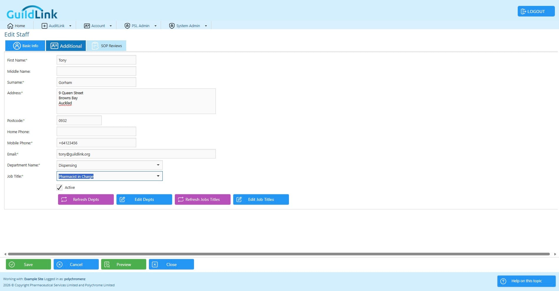 Click on "Additional" to see extra info - this is all optional information