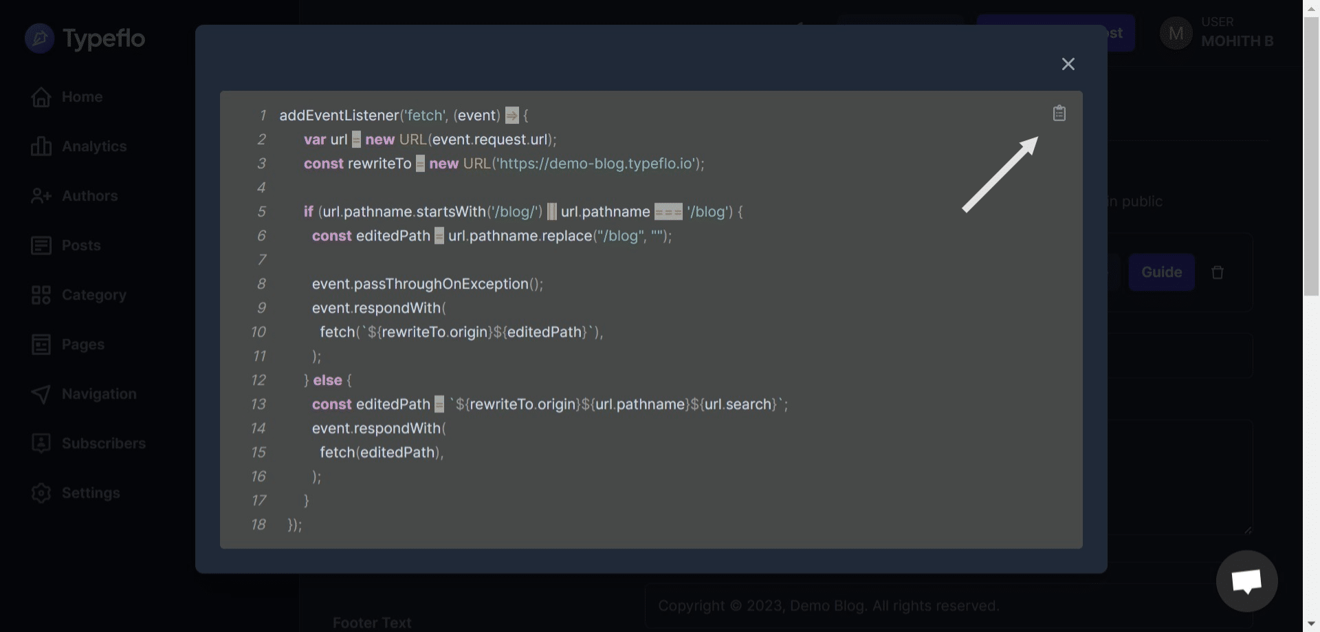 Copy the displayed code