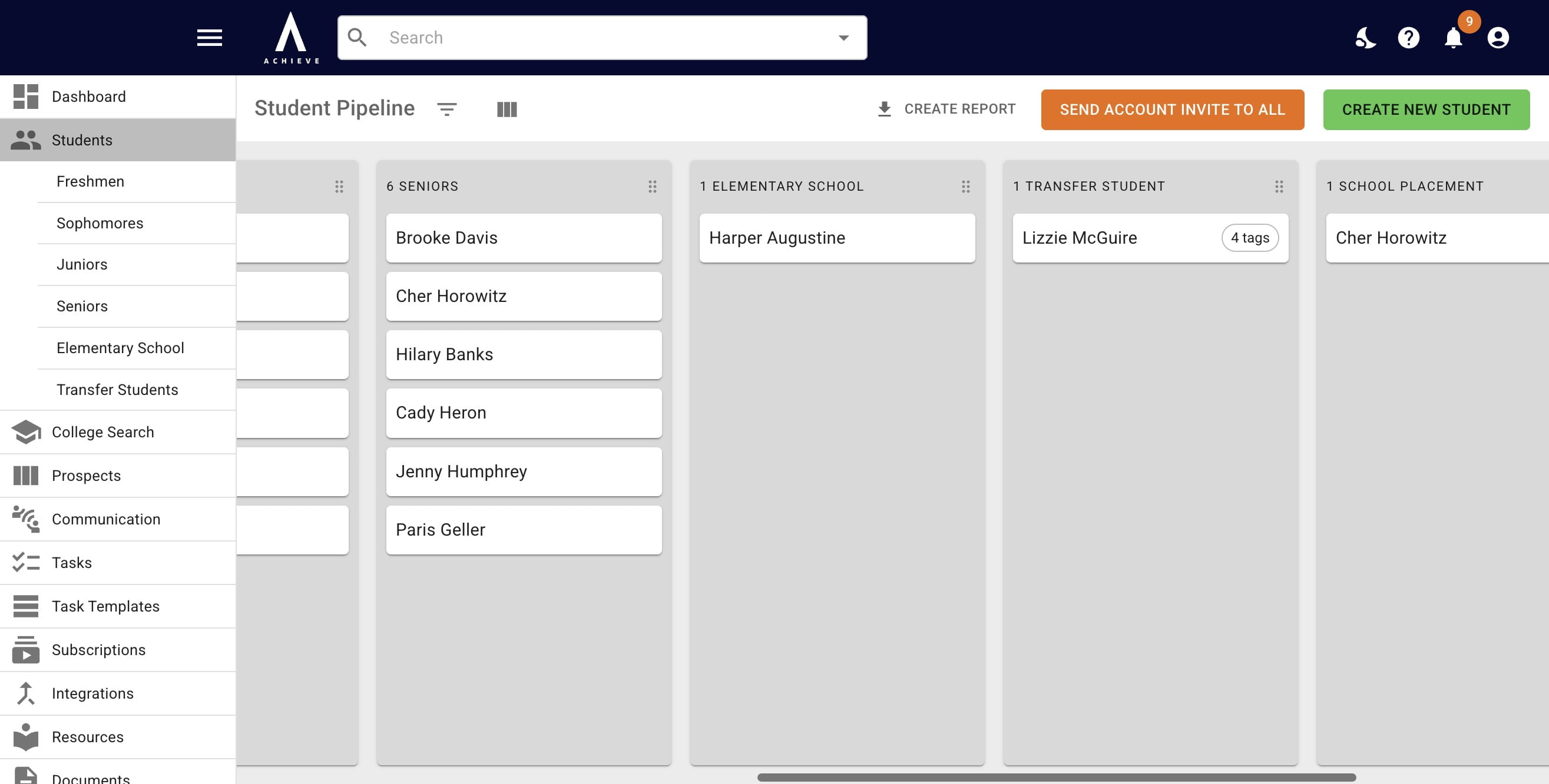 You'll now see the new category as a column on the **Student Pipeline**