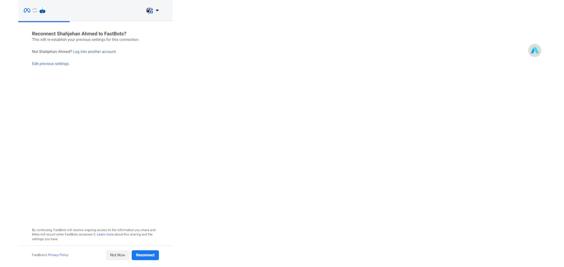 Click on the "Edit Previous Settings" option.