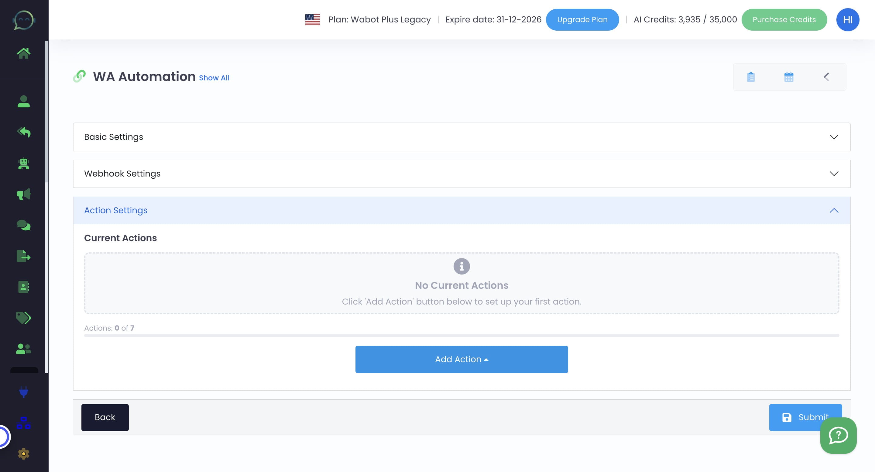 Click on "Add Action"