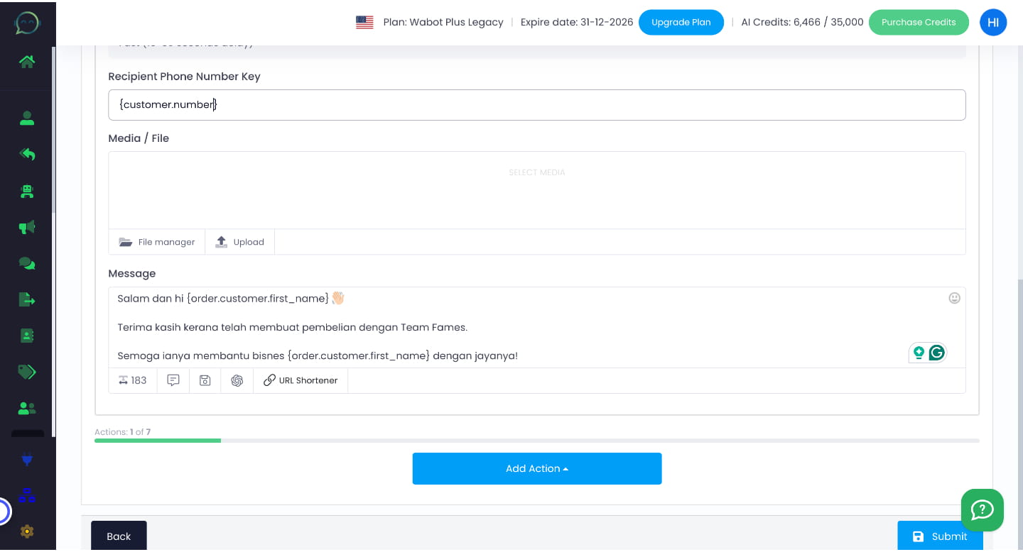 Insert the message you want to send