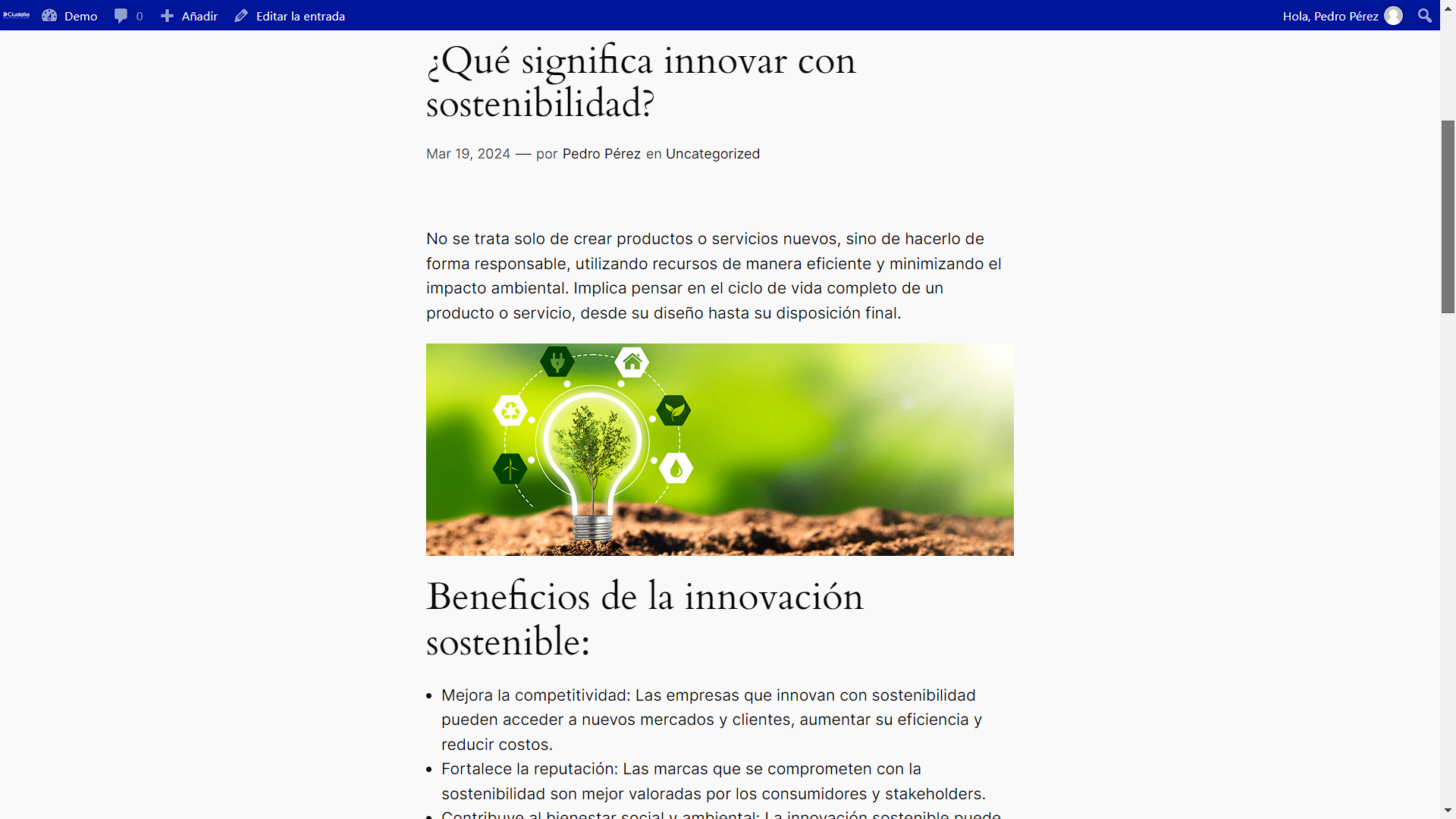 Y Listo, el artículo se habrá guardado y actualizado en su web