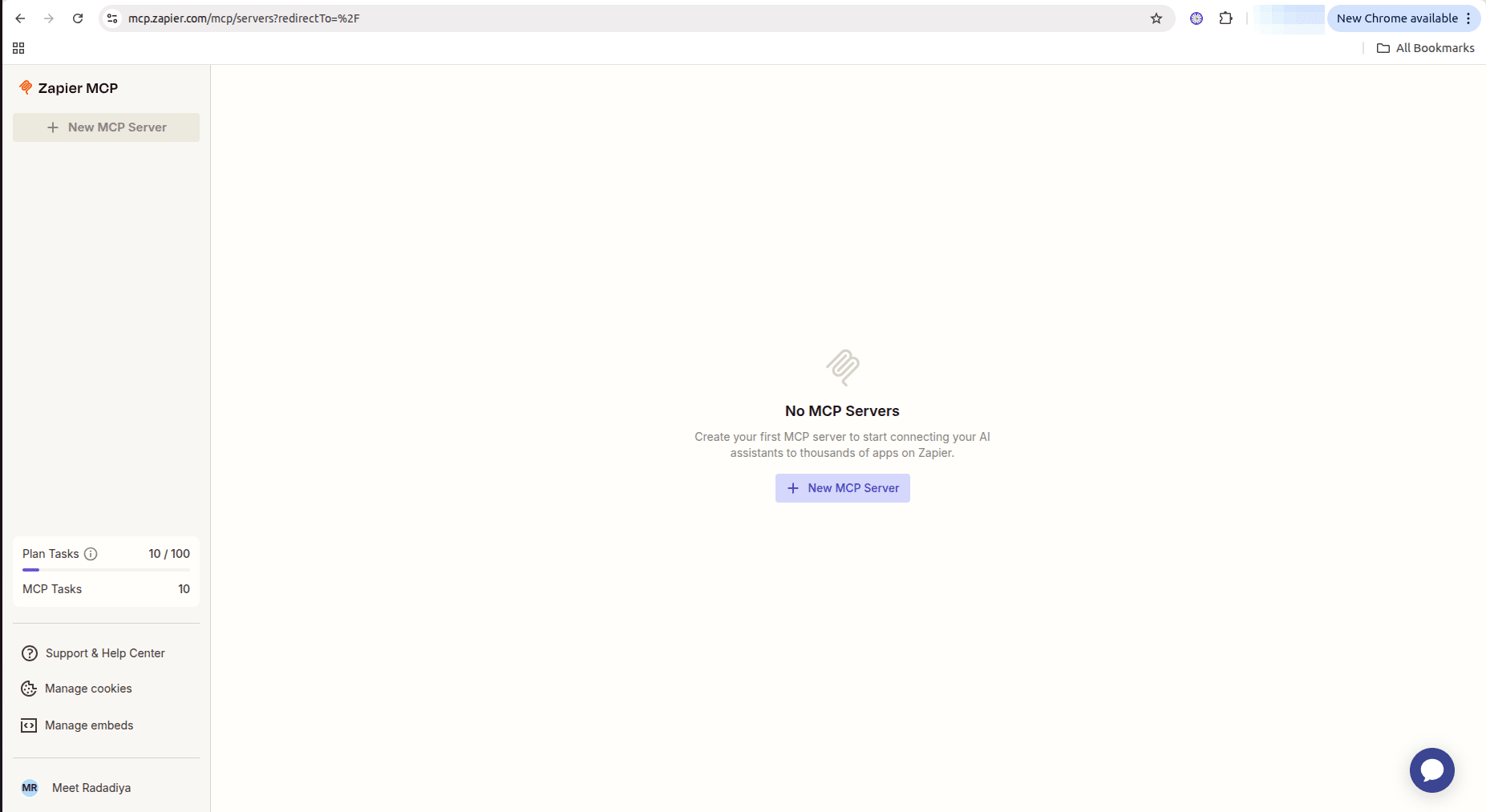 Click on "**New MCP Server**".