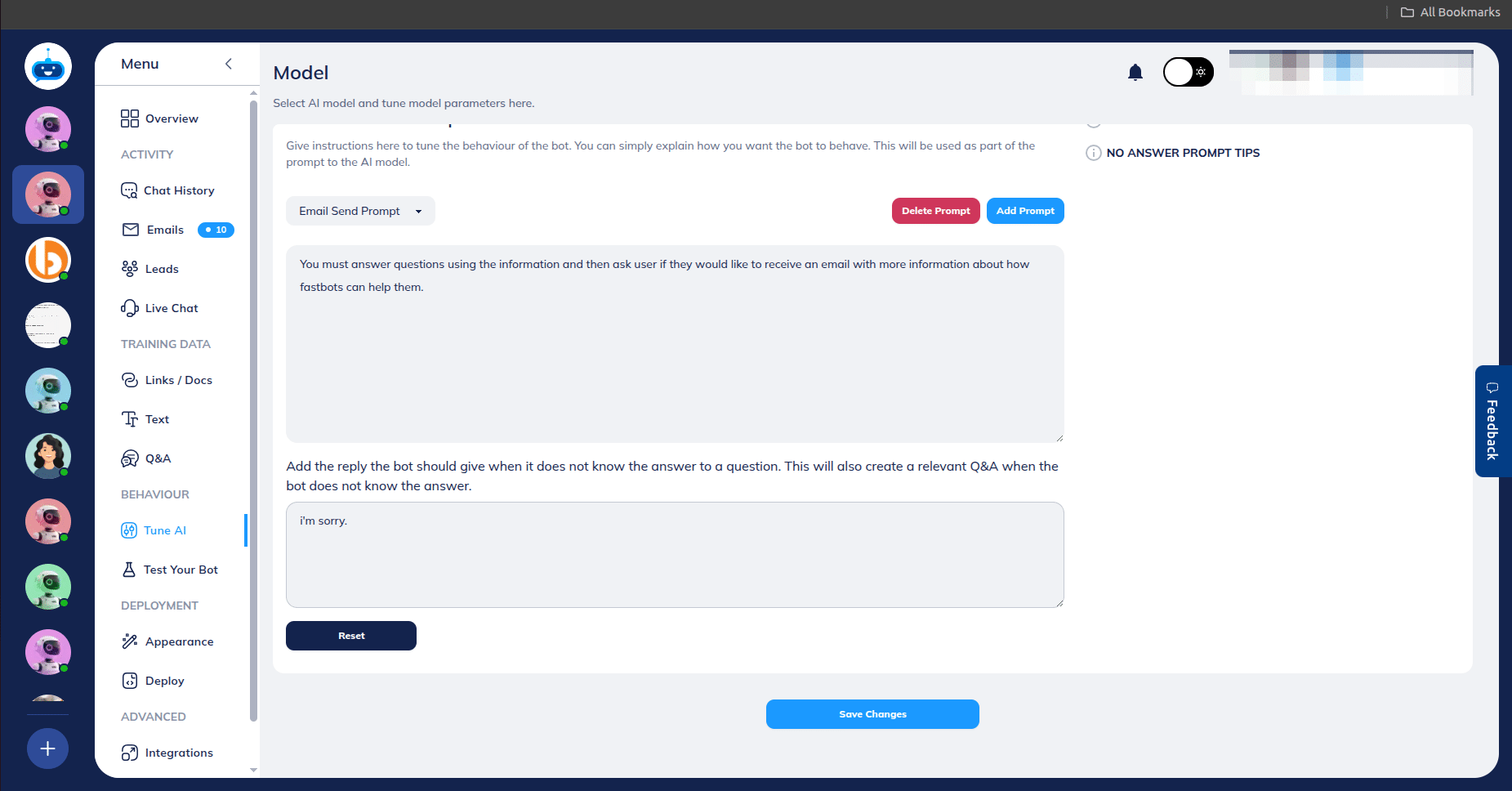 Set up the appropriate prompt based on the enabled actions.