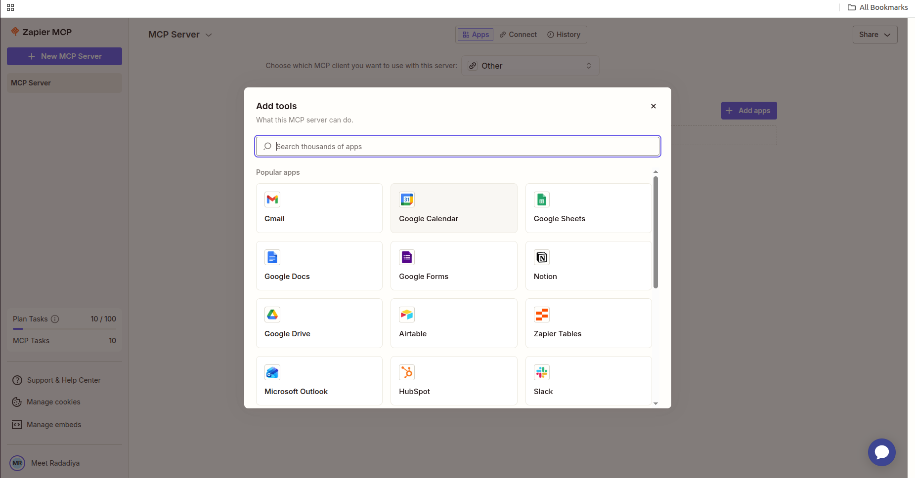 Select desired app.
