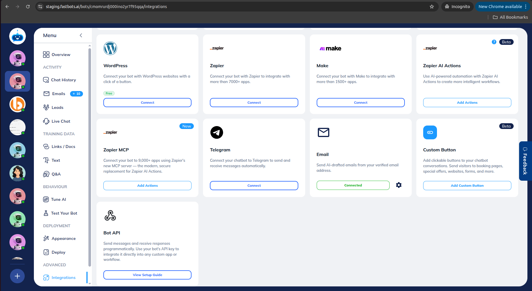 Click On the "Add Actions" button of the **Zapier MCP.**
