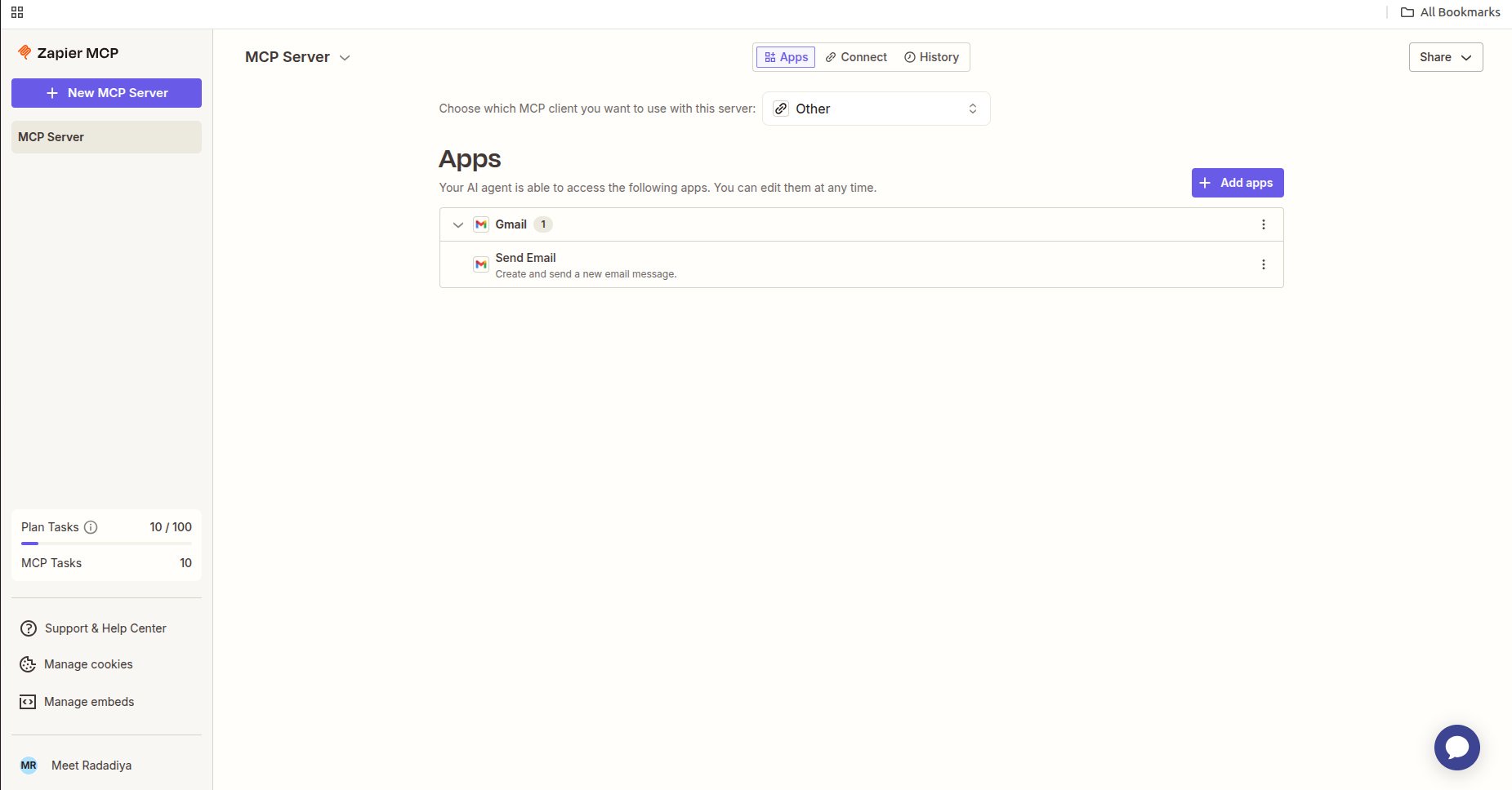 Successfully Added the apps and desired action. Click on the Connect button.