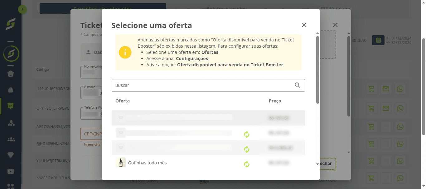Escolha a oferta desejada.
