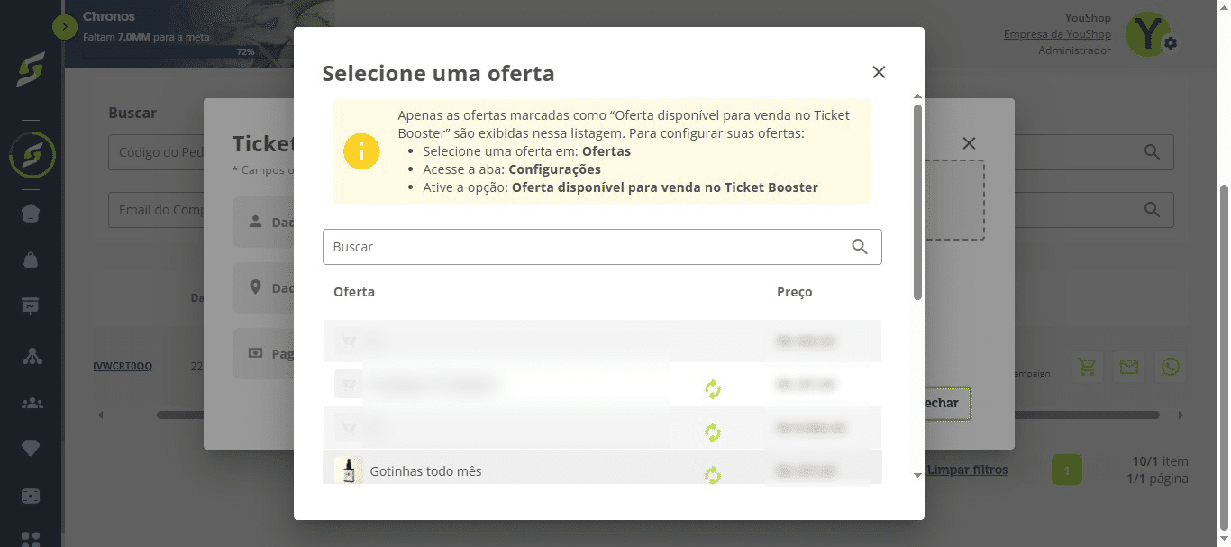 Escolha a oferta.