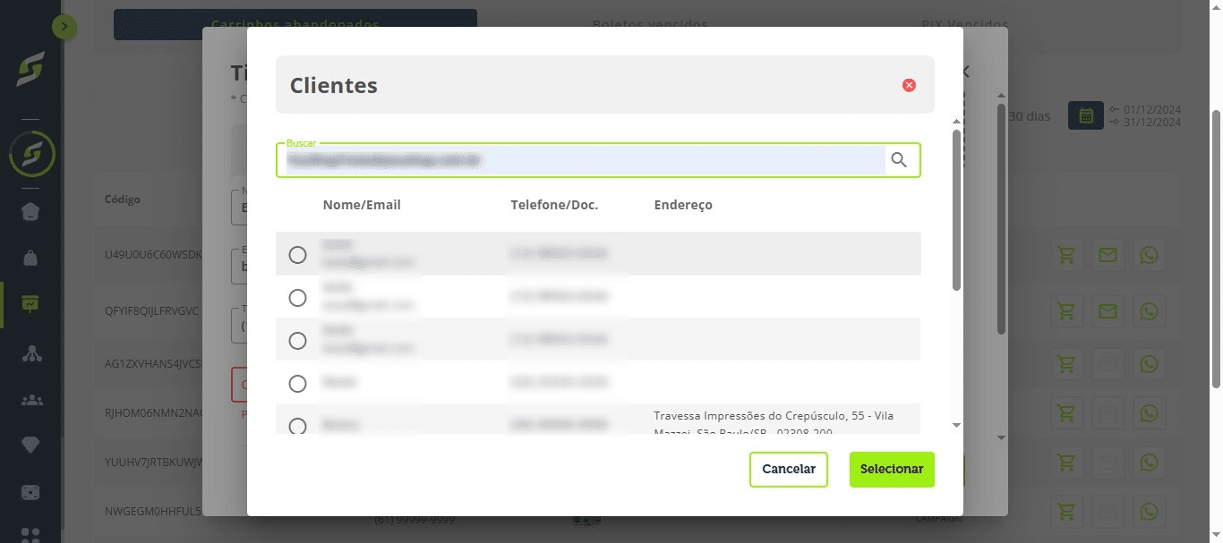 Busque pelo **e-mail**.