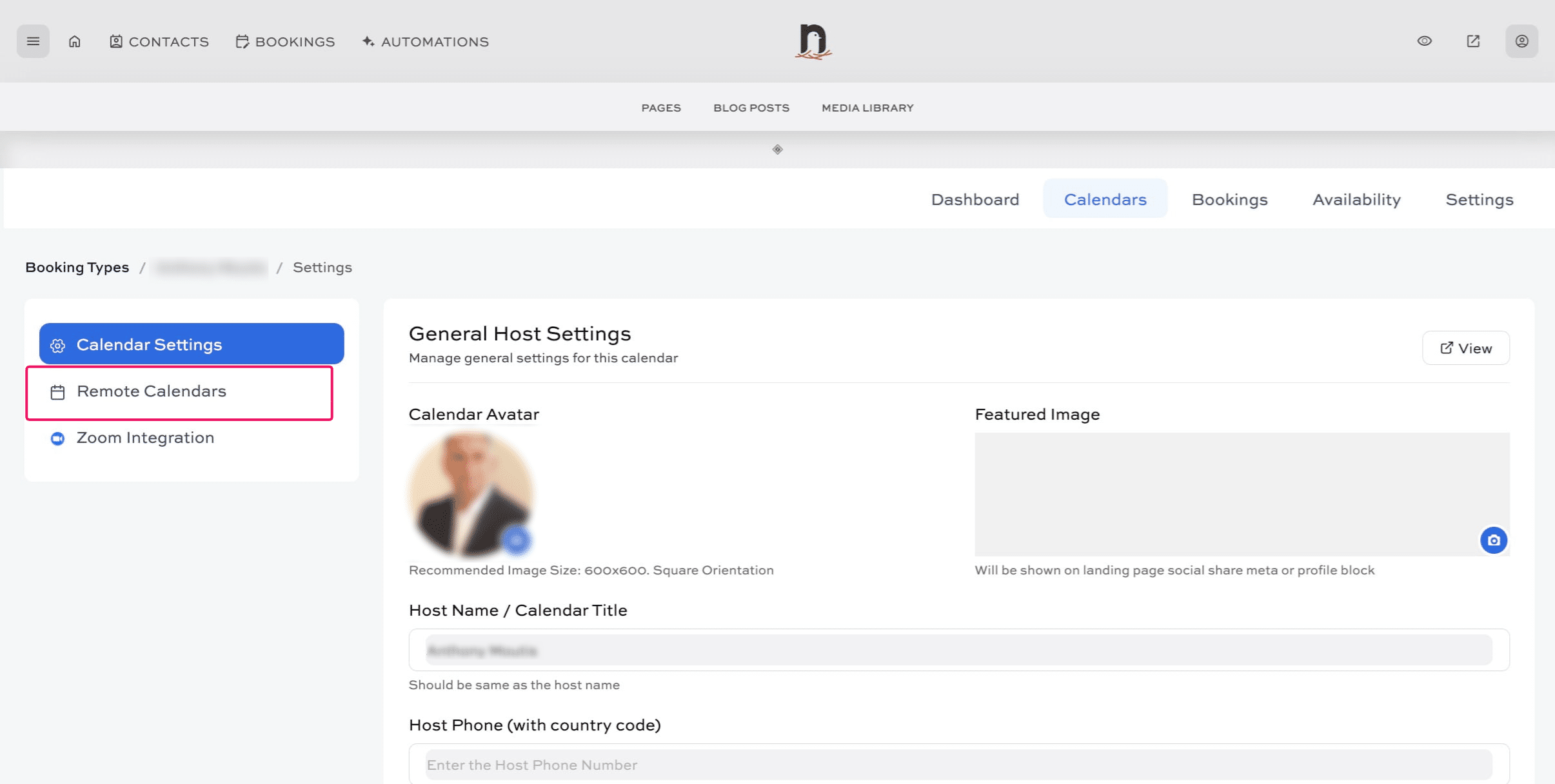 Click 'Remote Calendars'
