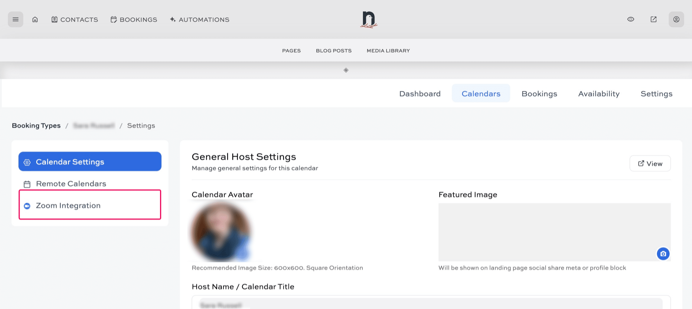 Click 'Zoom Integration'