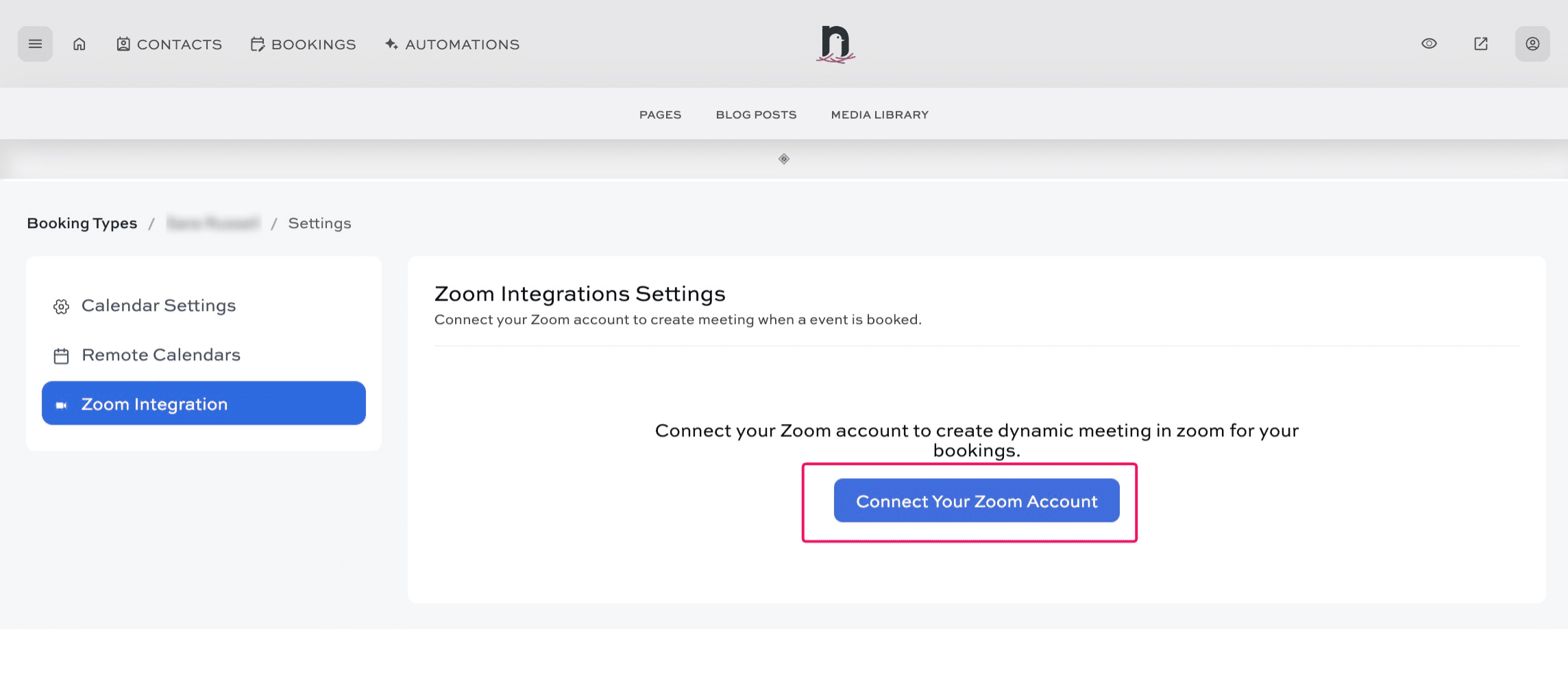 Click on "Connect Your Zoom Account".