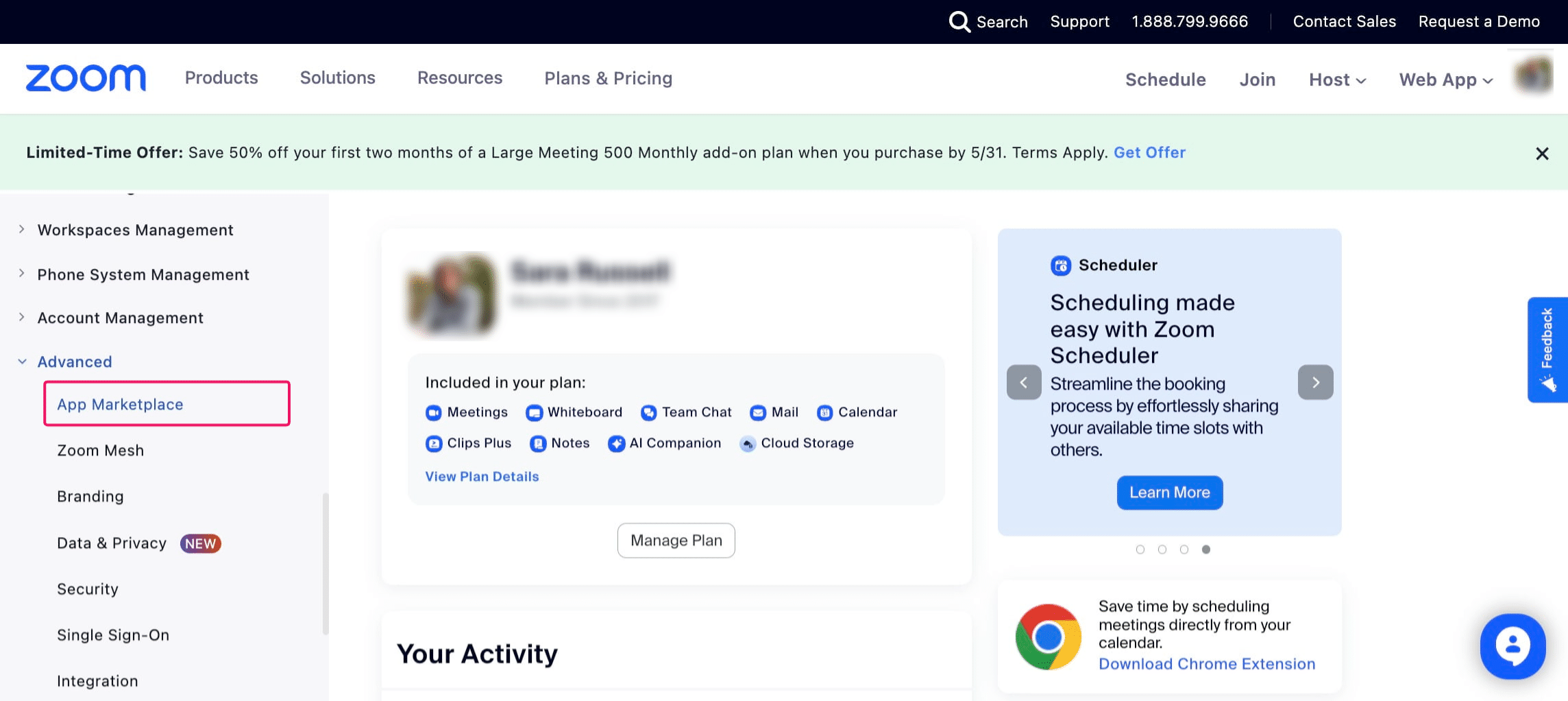 Click on "App Marketplace"