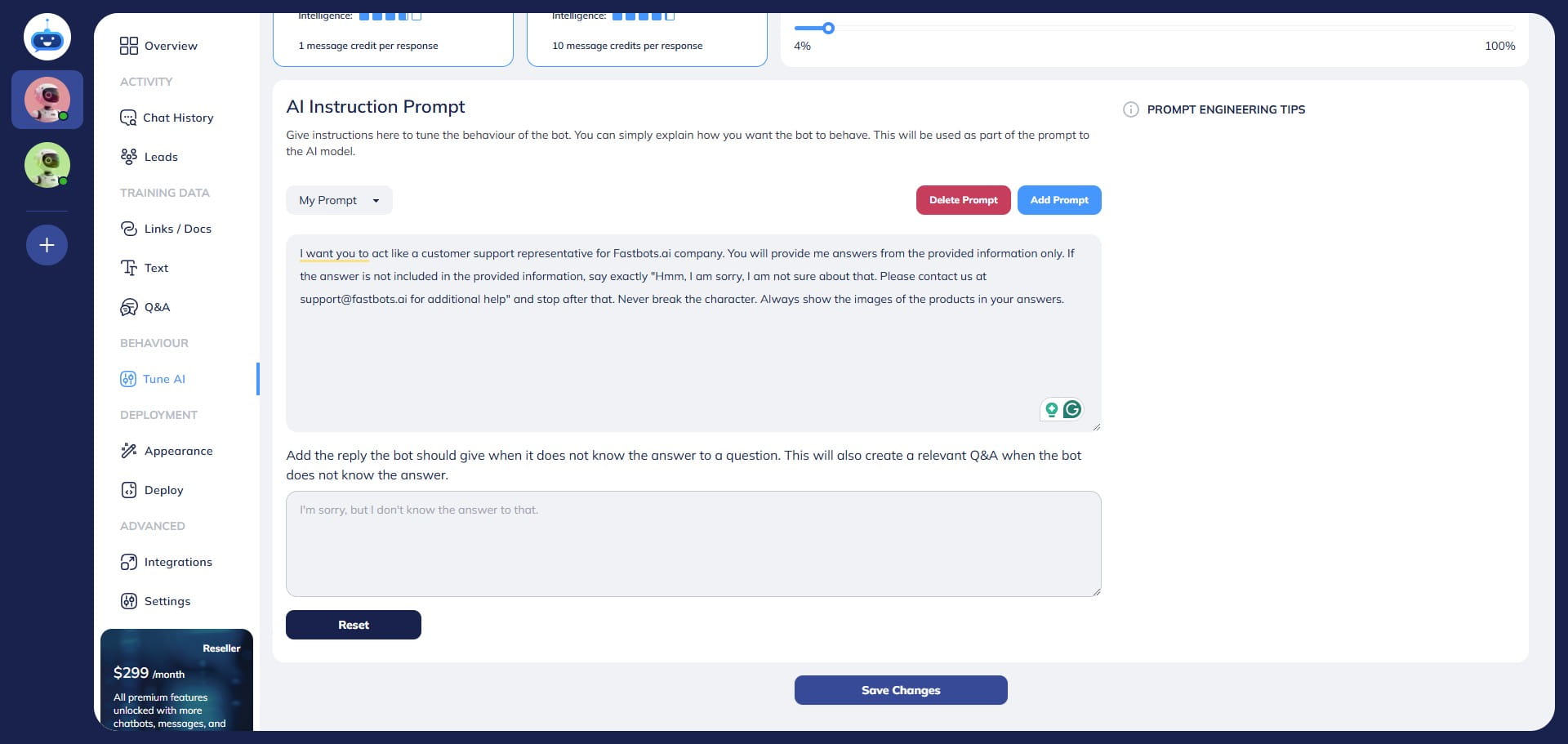 After adding the instruction, click on the "Save Changes" button.