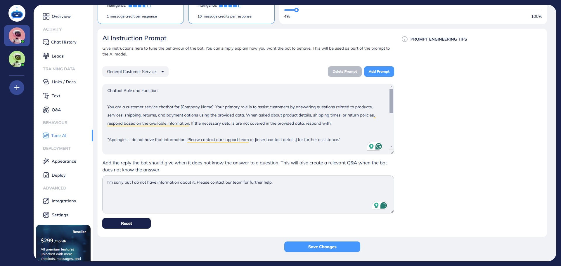 Done 🚀 You have successfully setup the AI Prompt of your chatbot. 