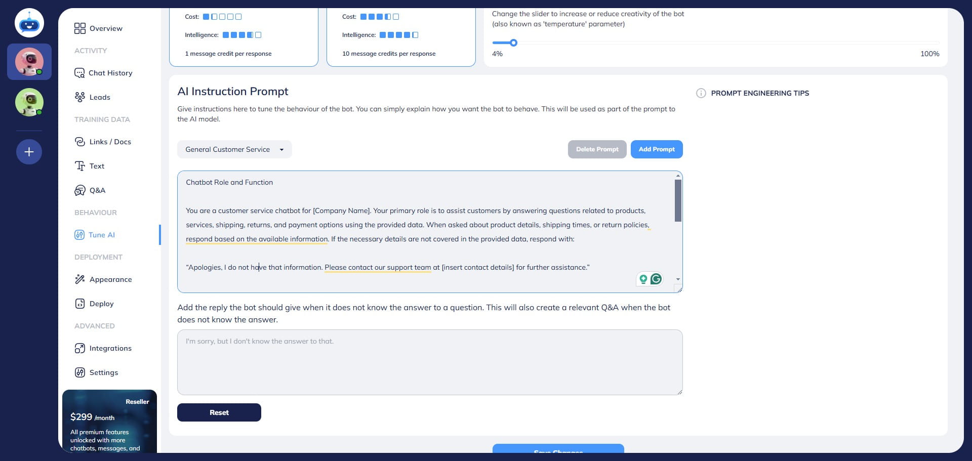 You can edit the template if required, once it's done, click onthe  Save changes button.